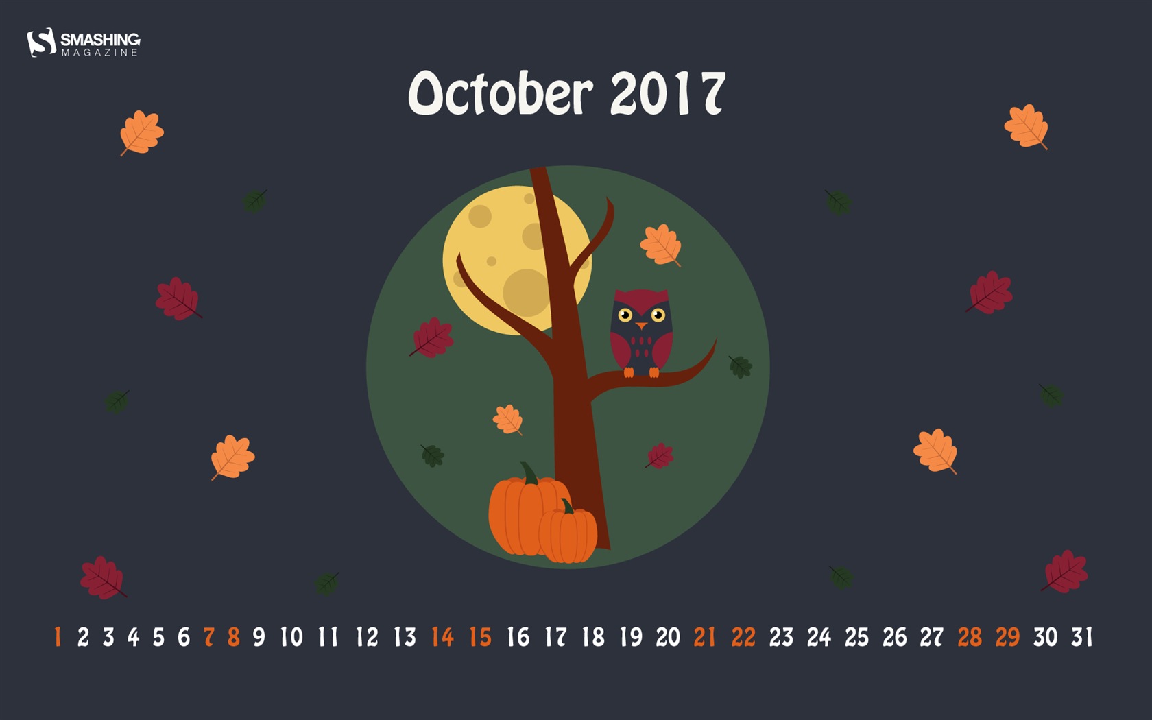 2017年10月のカレンダーの壁紙 #18 - 1680x1050