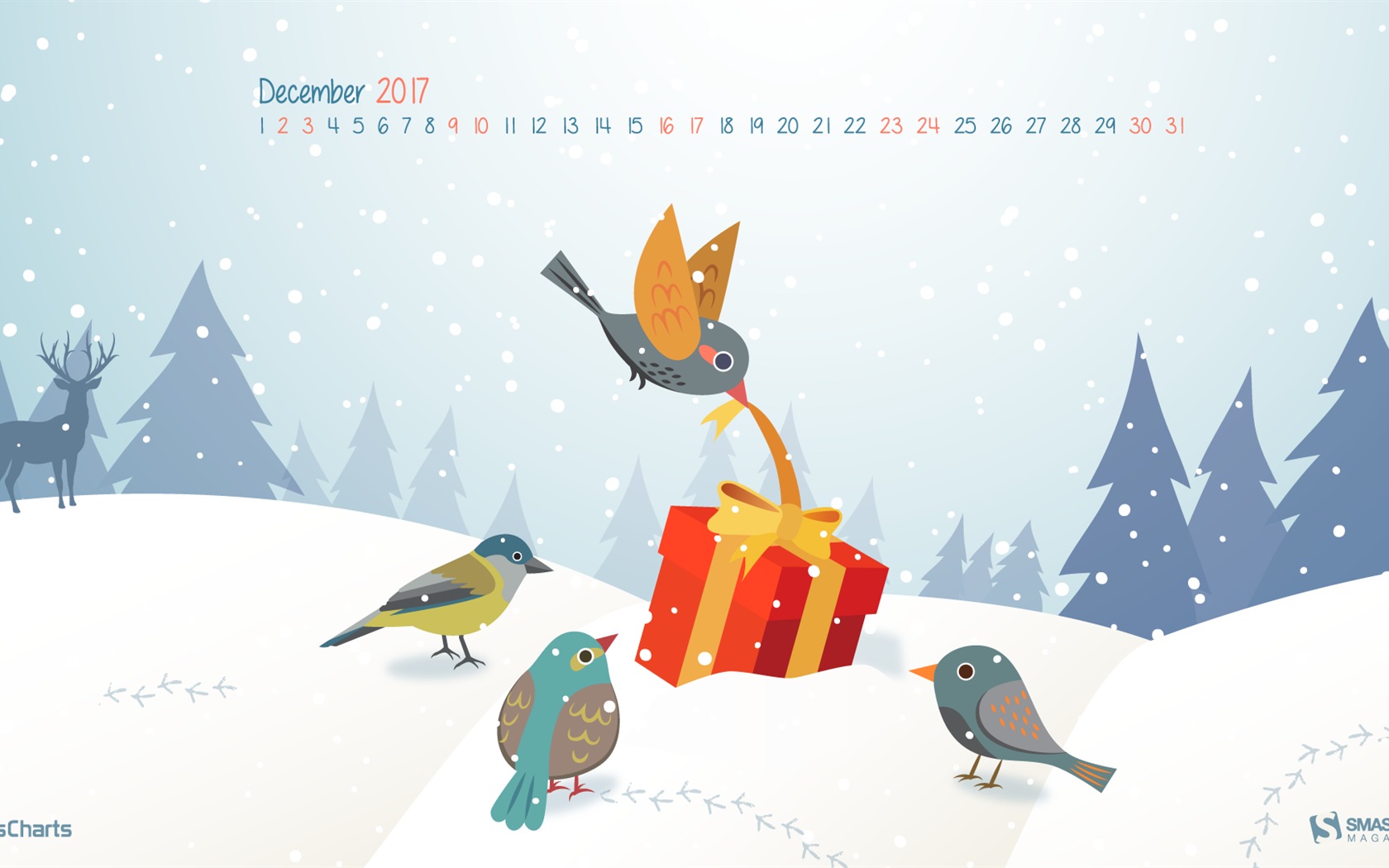 Prosinec 2017 Kalendář tapety #25 - 1680x1050