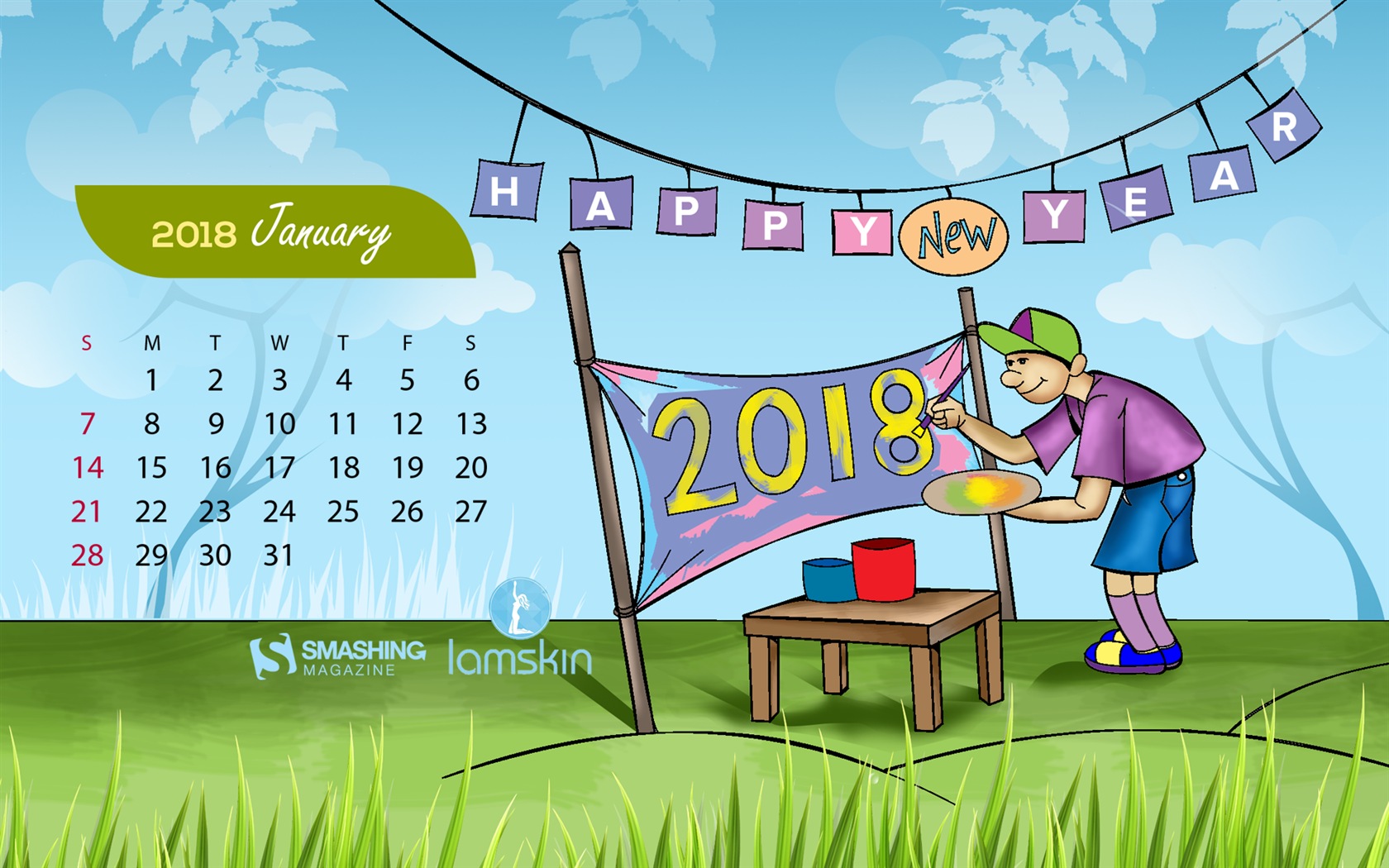 Januar 2018 Kalender Hintergrund #1 - 1680x1050