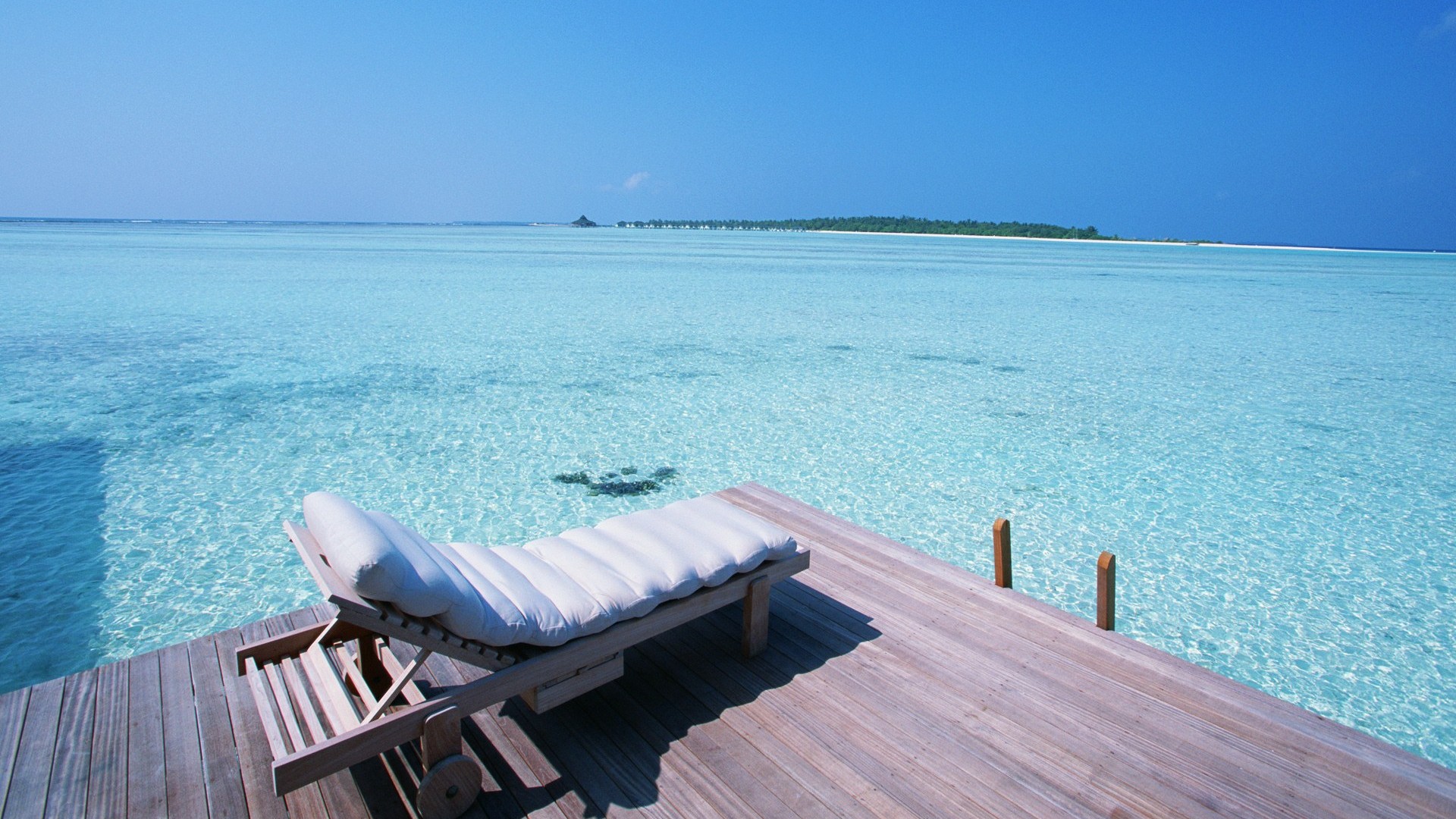 ciel bleu de l'eau aux Maldives et #13 - 1920x1080