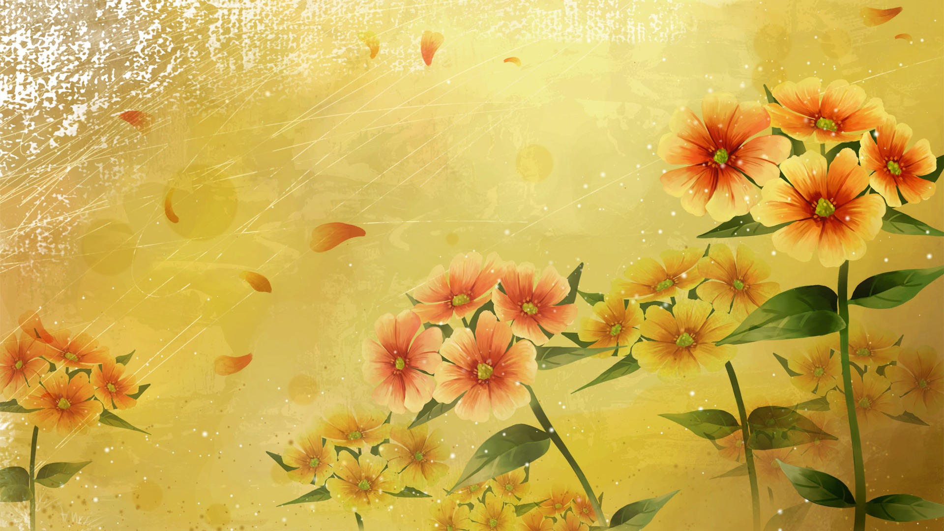 合成壁紙カラフルな花 #33 - 1920x1080