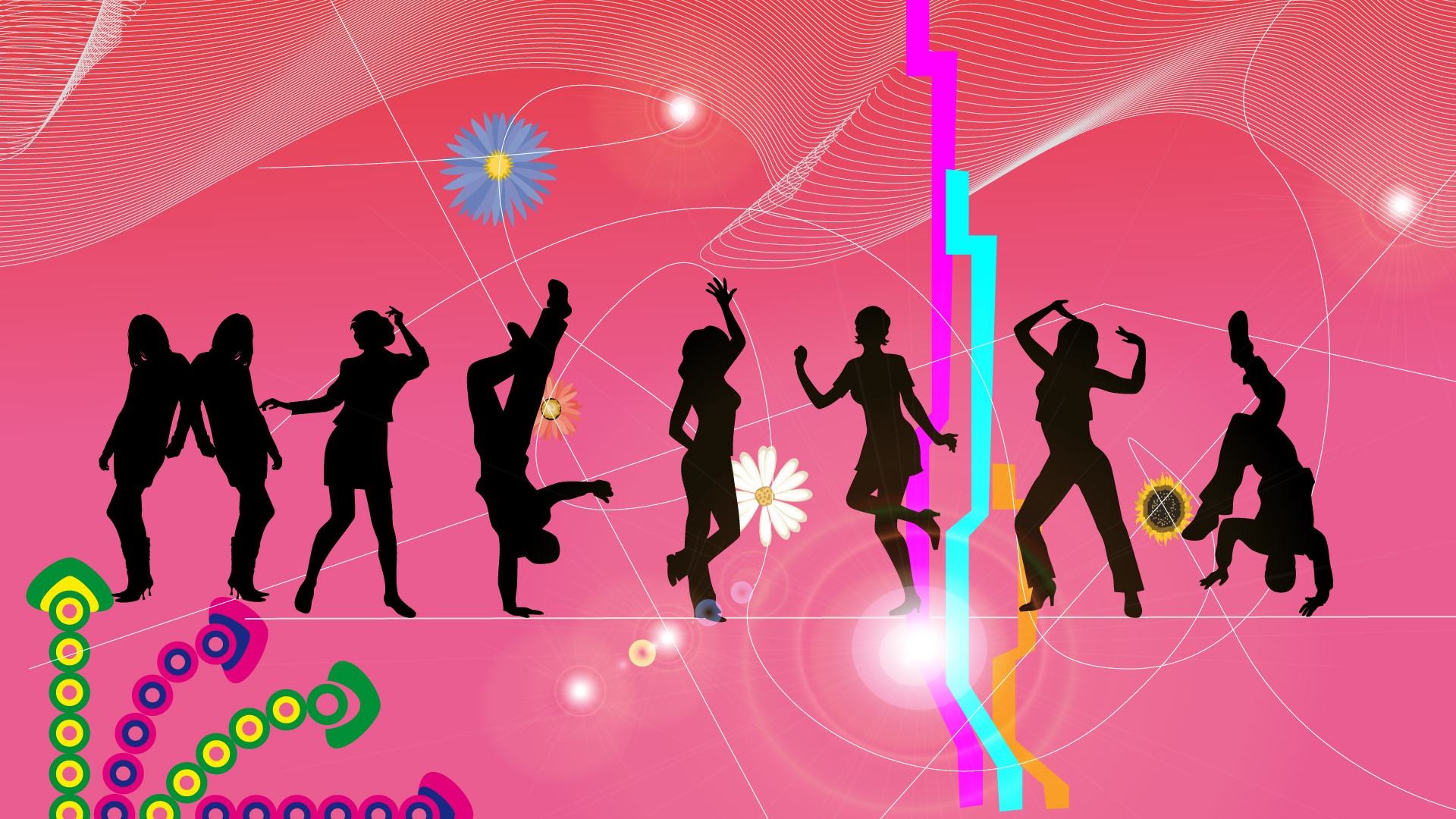 Vector People Silhouette wallpaper (2) #20 - 1920x1080