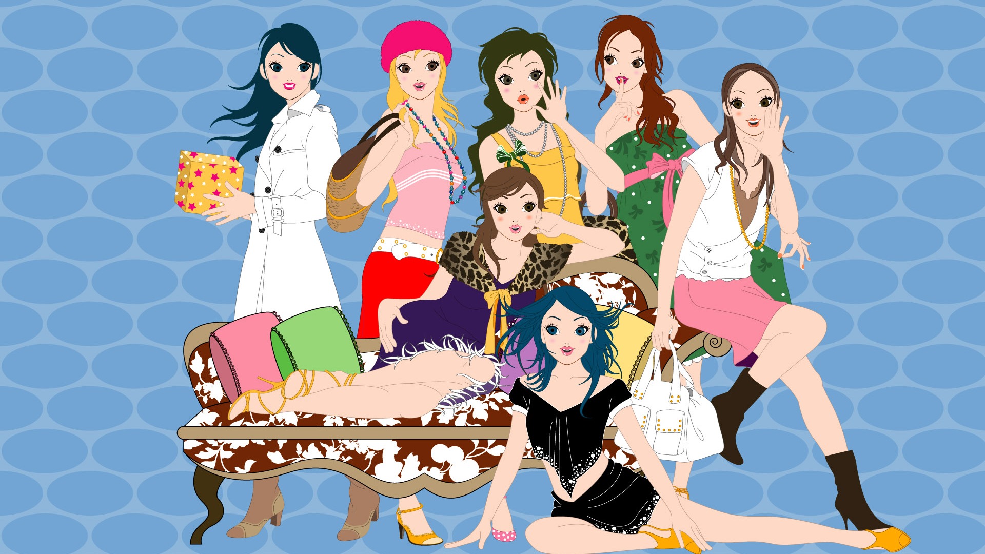 Vector urban women wallpaper (2) #2 - 1920x1080