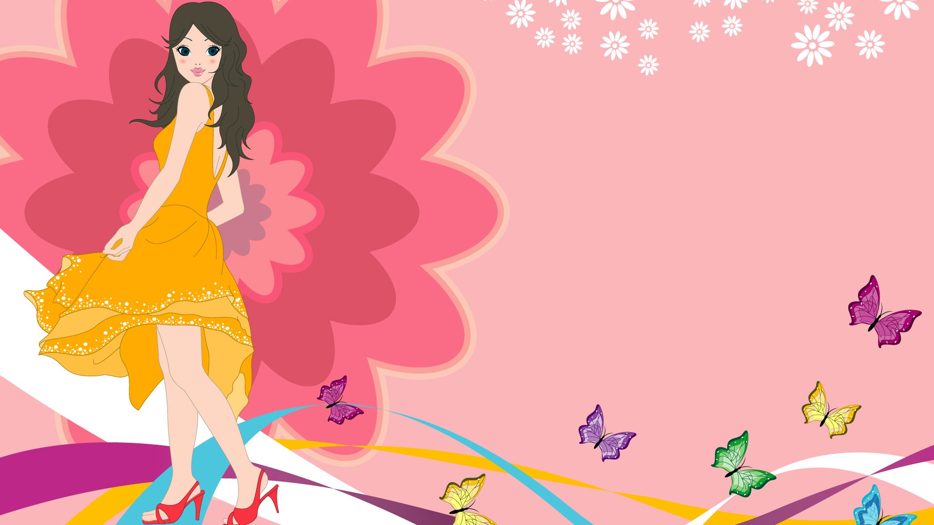 Vector urban women wallpaper (2) #4 - 1920x1080