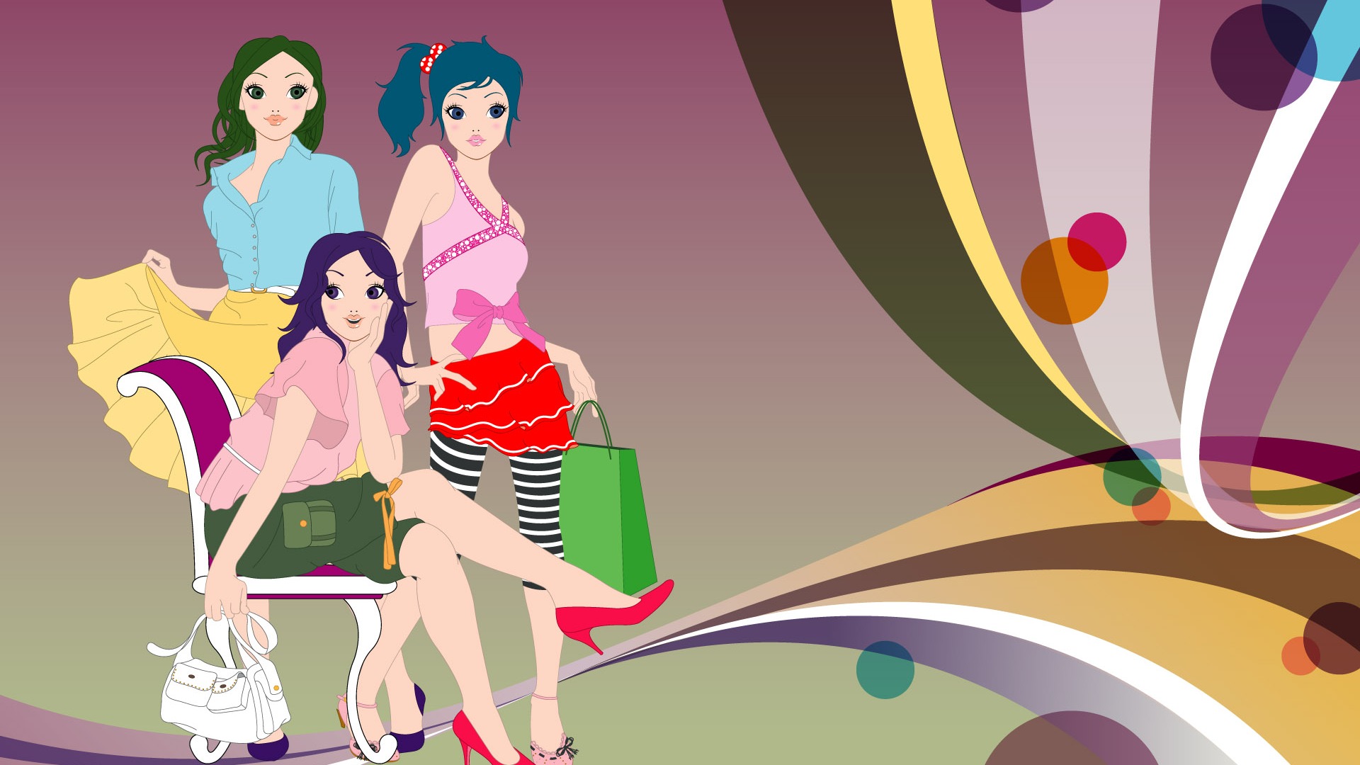 Vector urban women wallpaper (2) #9 - 1920x1080