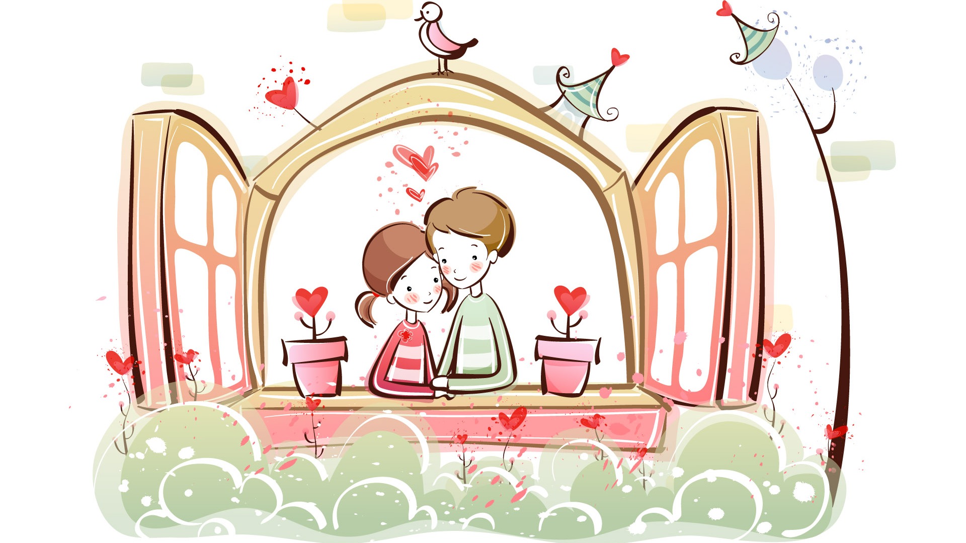 Cartoon Valentine's Day fonds d'écran (2) #19 - 1920x1080