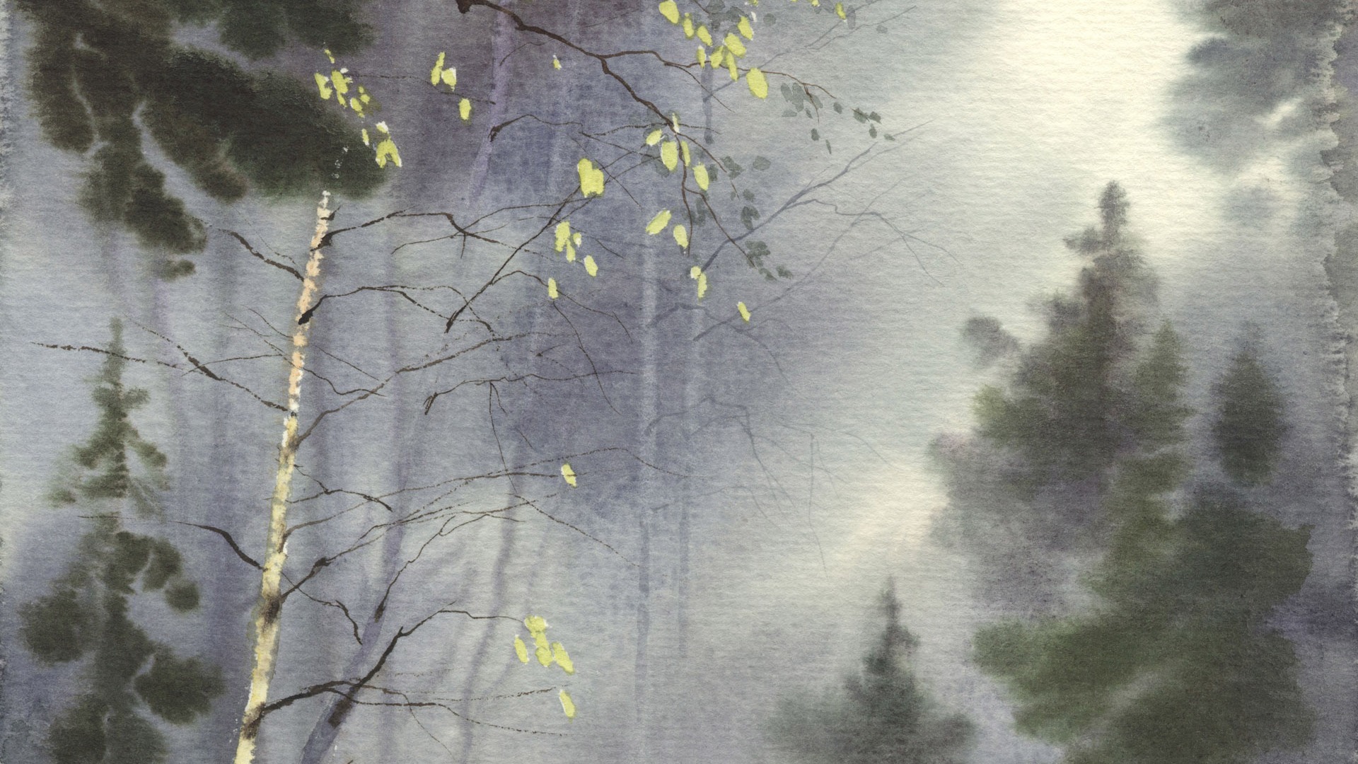 水彩景色 手绘壁纸(一)1 - 1920x1080
