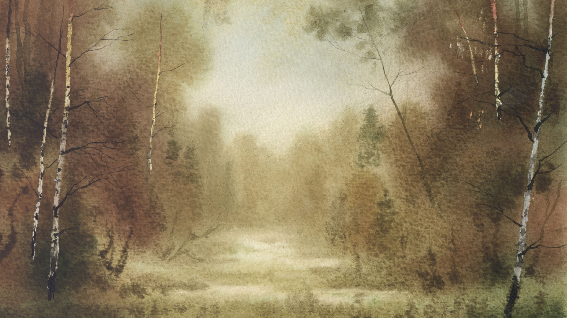 Watercolor landscape hand-painted wallpaper (1) #6 - 1920x1080