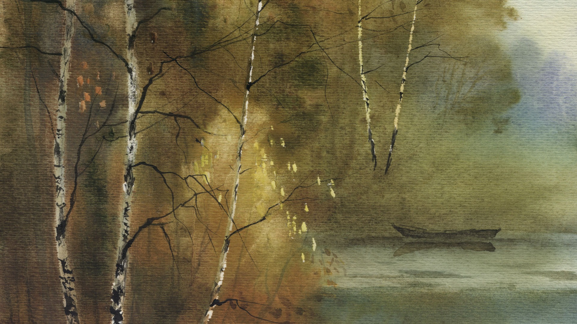 Watercolor landscape hand-painted wallpaper (1) #15 - 1920x1080