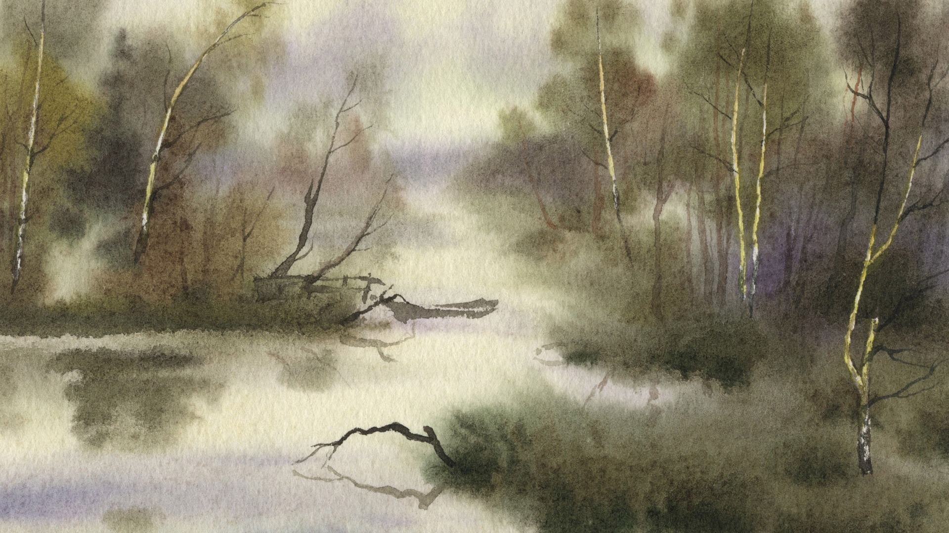 水彩景色 手绘壁纸(二)1 - 1920x1080