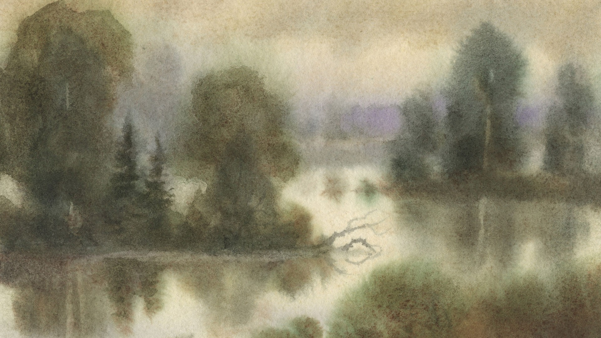 Aquarell-Landschaft handgemalten Tapeten (2) #3 - 1920x1080