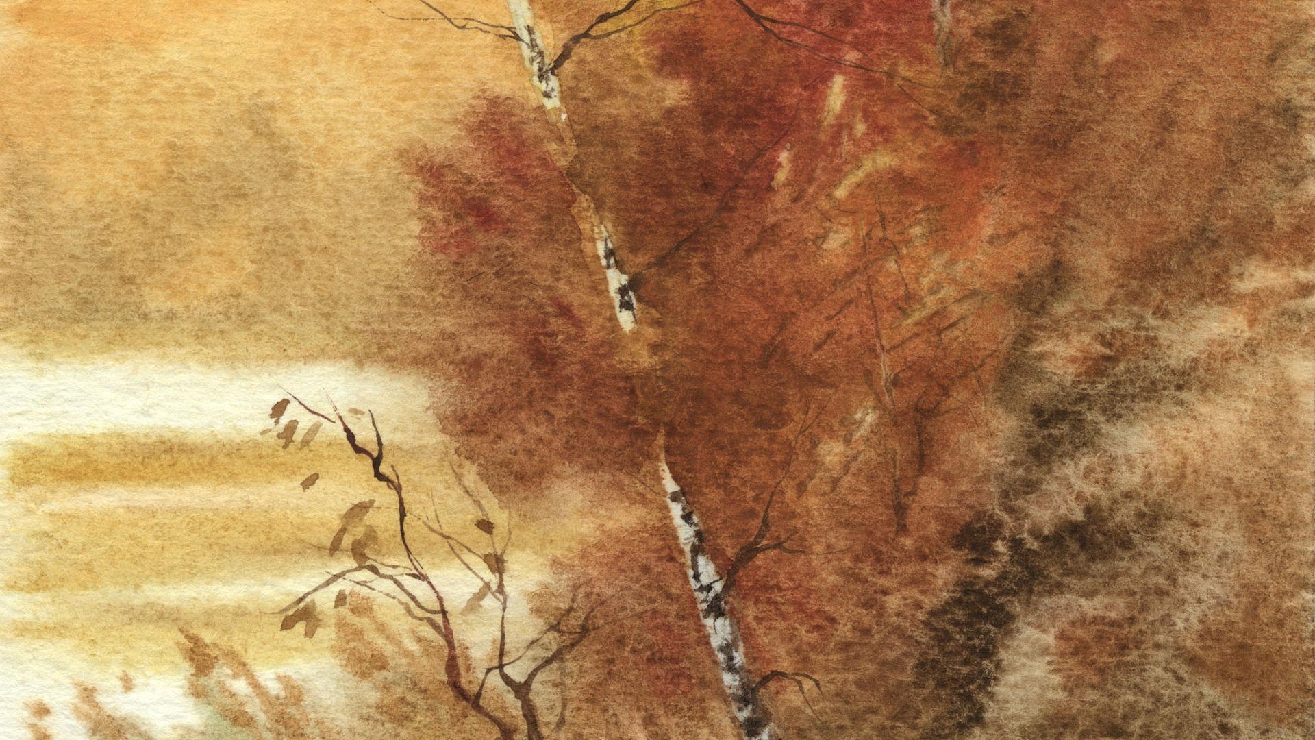 Acuarela fondos de escritorio de paisajes pintados a mano (2) #7 - 1920x1080