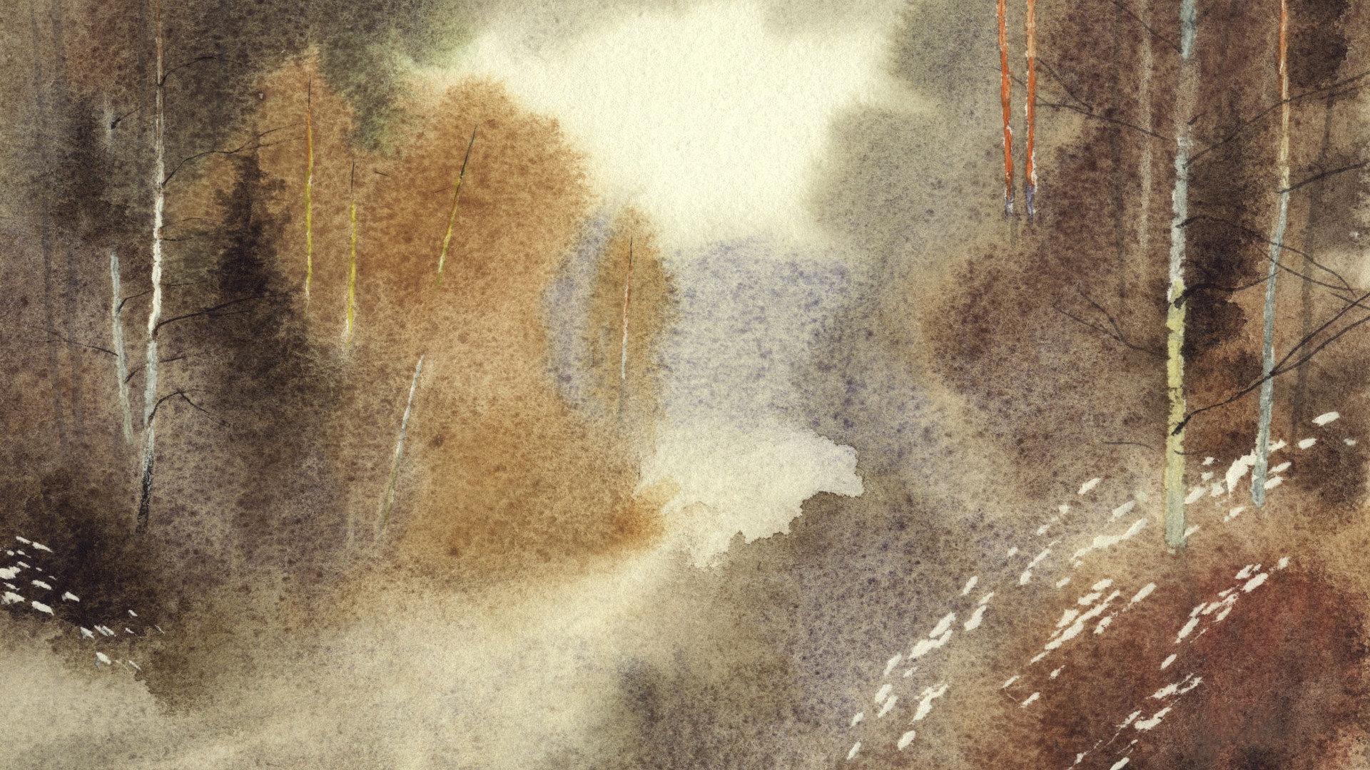 Acuarela fondos de escritorio de paisajes pintados a mano (2) #10 - 1920x1080