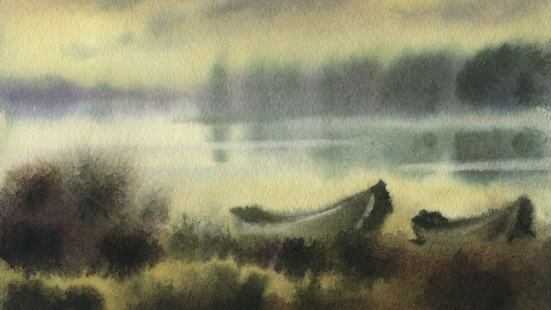 Fond d'écran paysage aquarelle peinte à la main (2) #17 - 1920x1080