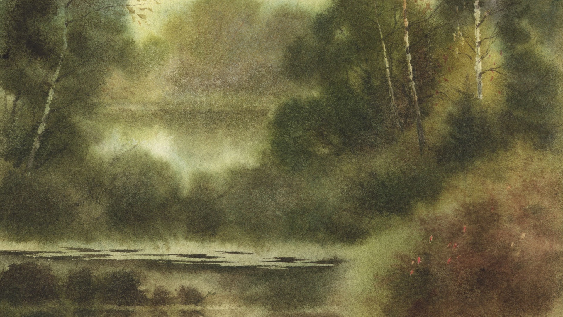 Aquarell-Landschaft handgemalten Tapeten (2) #19 - 1920x1080
