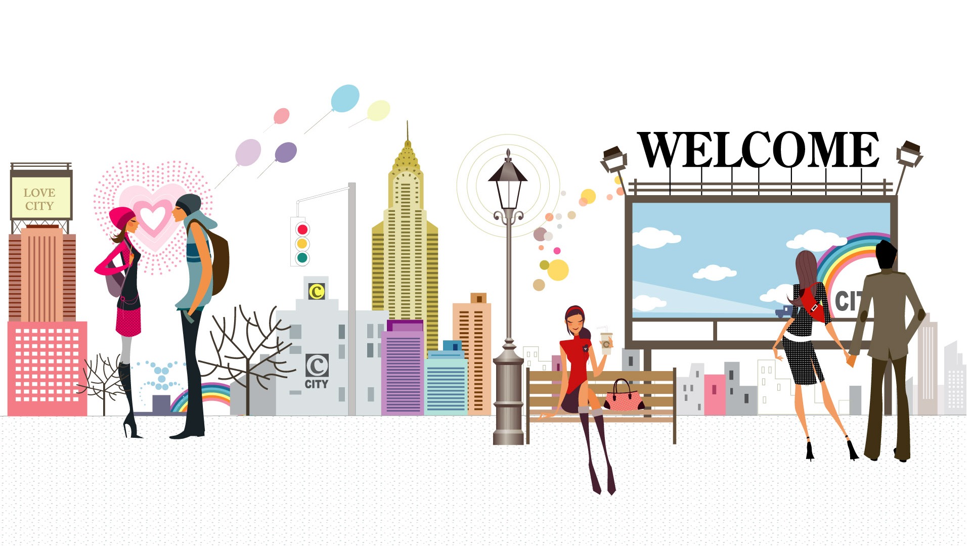 Vector Fashion Girls Wallpaper (1) #4 - 1920x1080