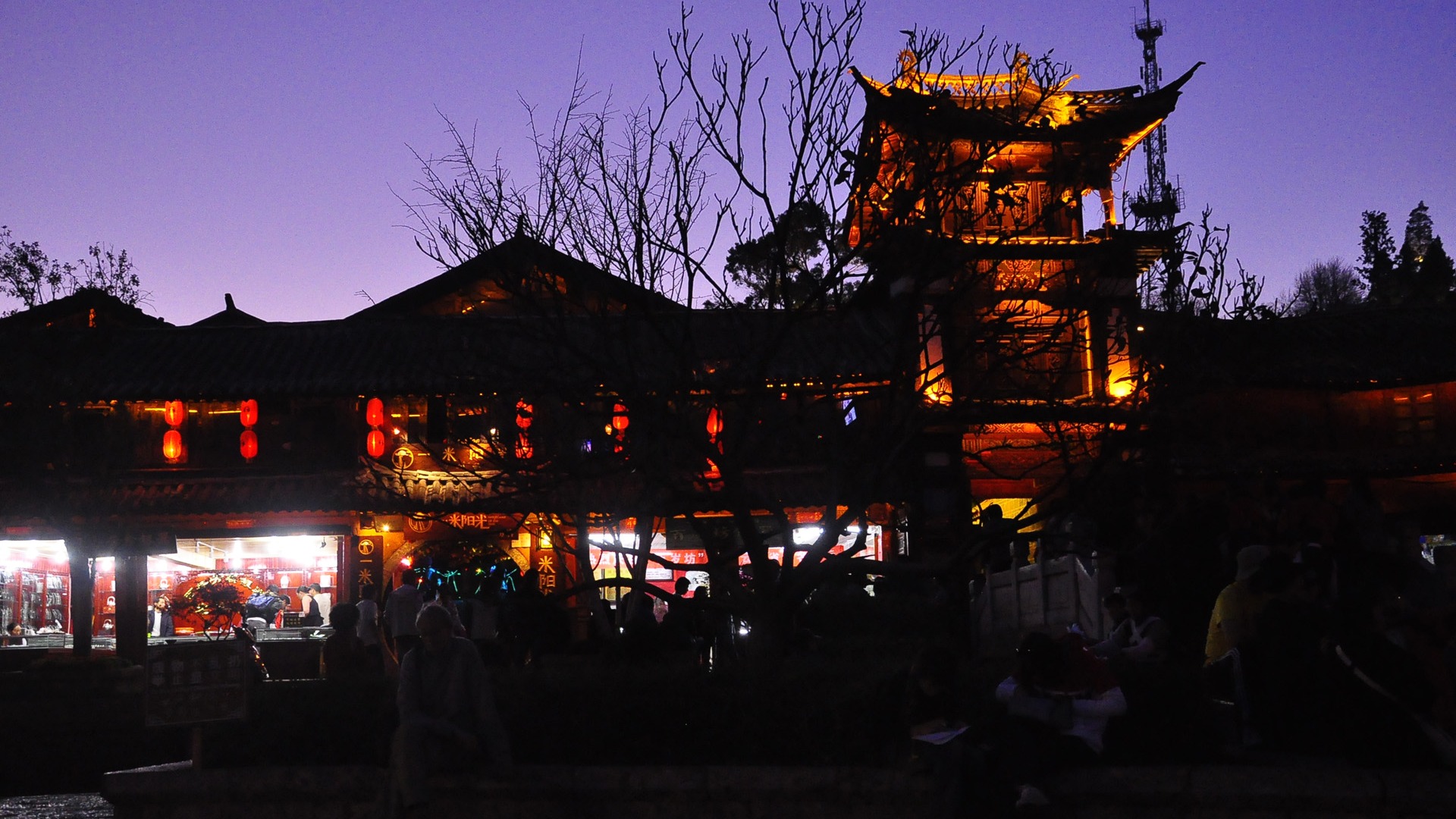 Древний город Лицзян ночь (Старый Hong OK работ) #25 - 1920x1080