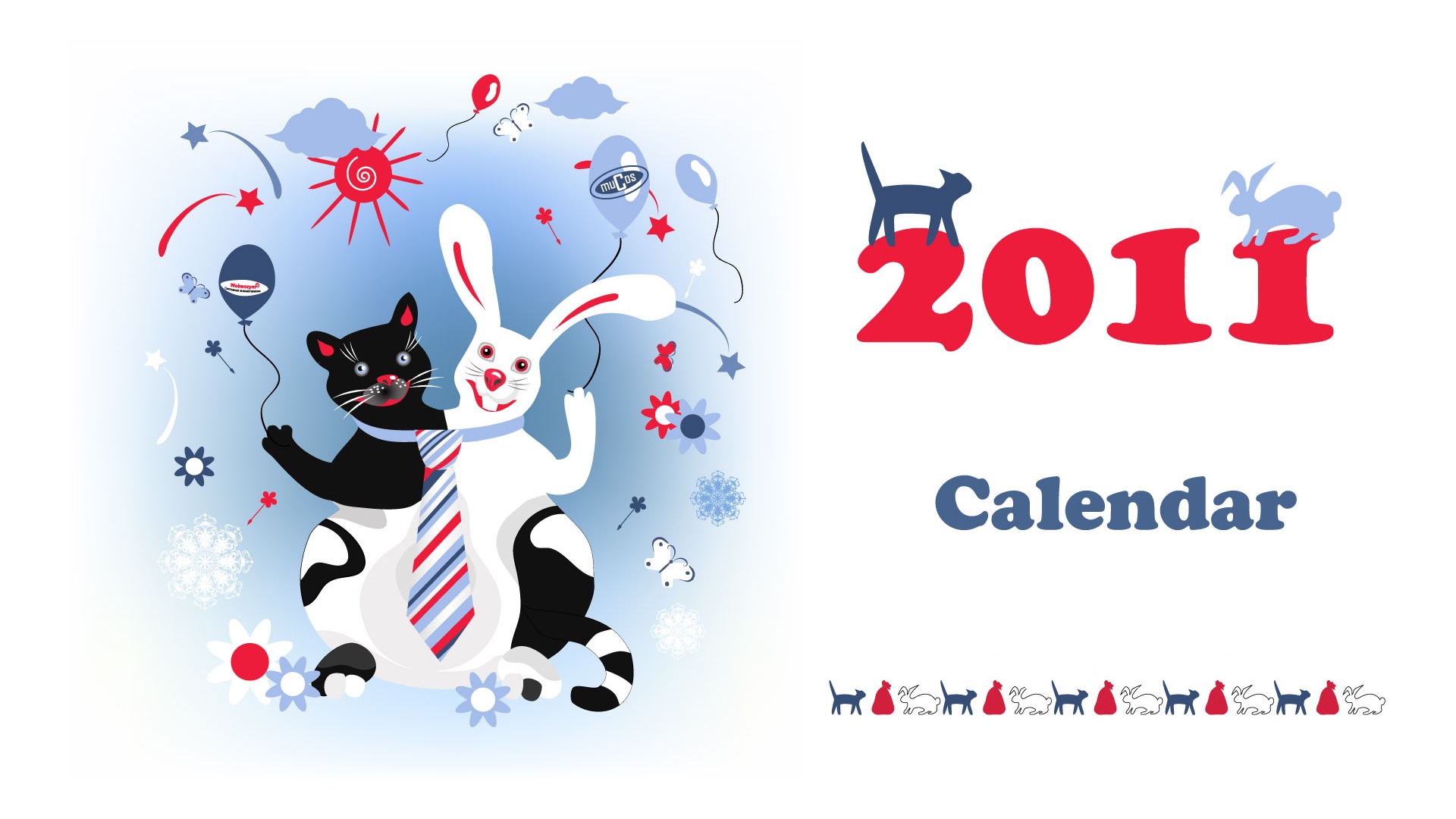 Год Кролика 2011 календарь обои (2) #1 - 1920x1080