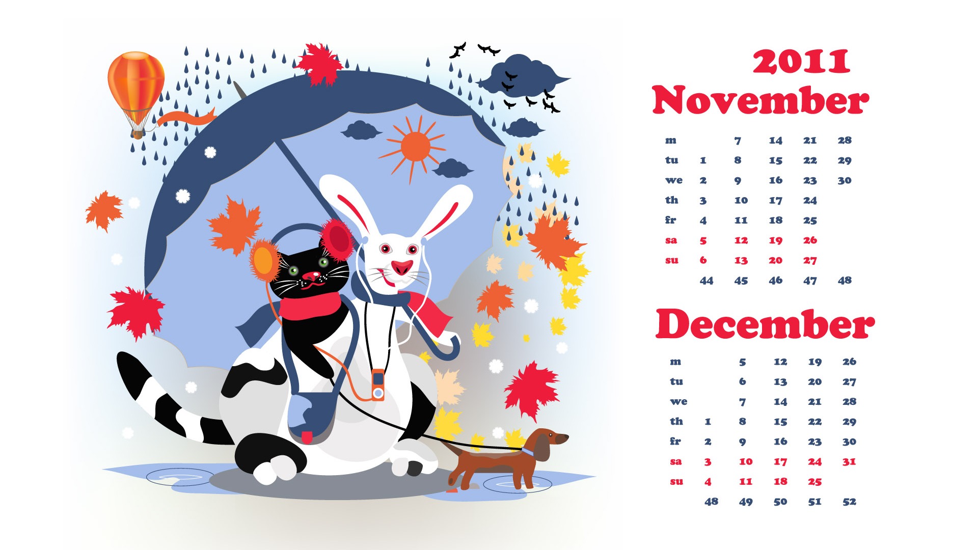 Rok 2011 králíka kalendář tapety (2) #20 - 1920x1080