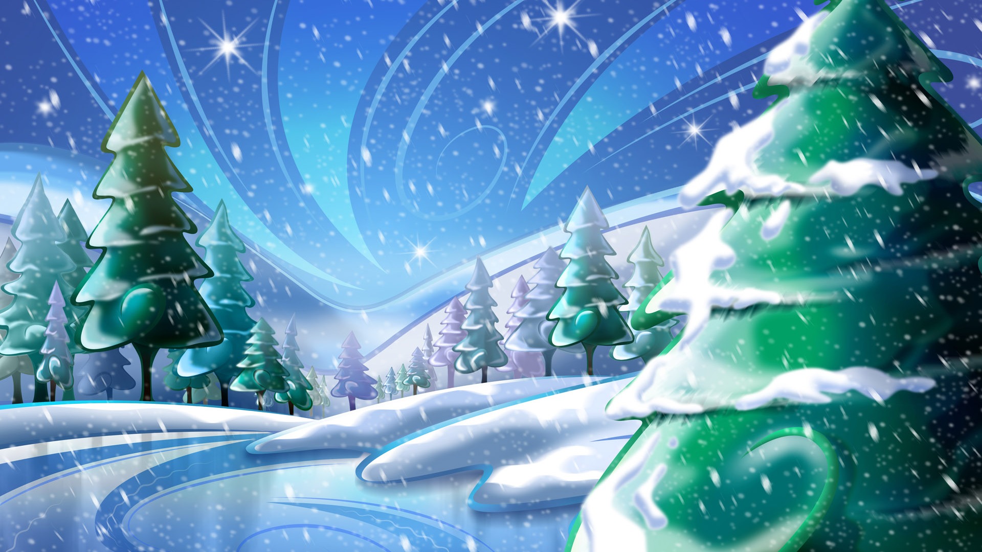 Vector wallpaper winter photo #5 - 1920x1080