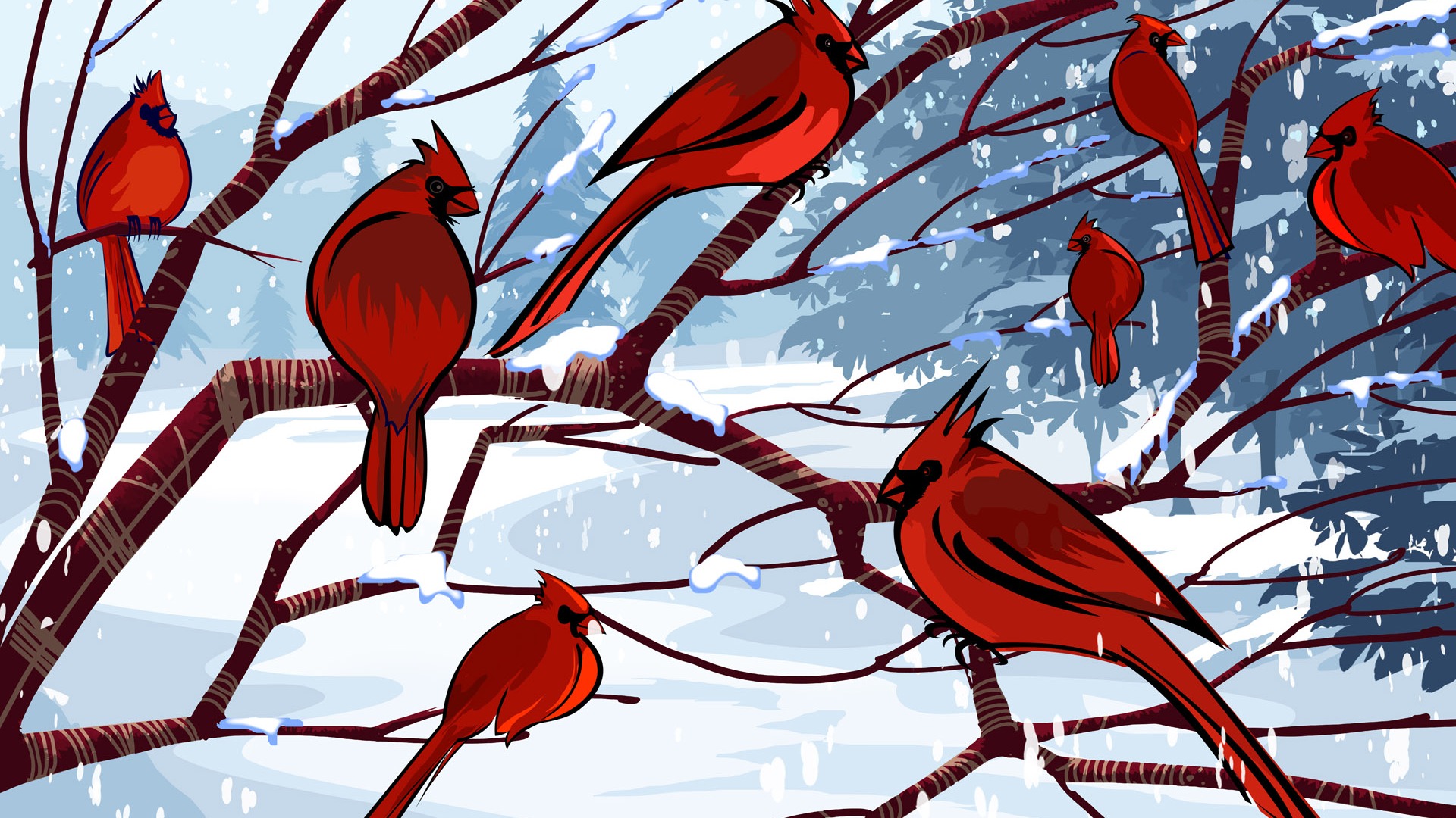 Vector wallpaper winter photo #11 - 1920x1080