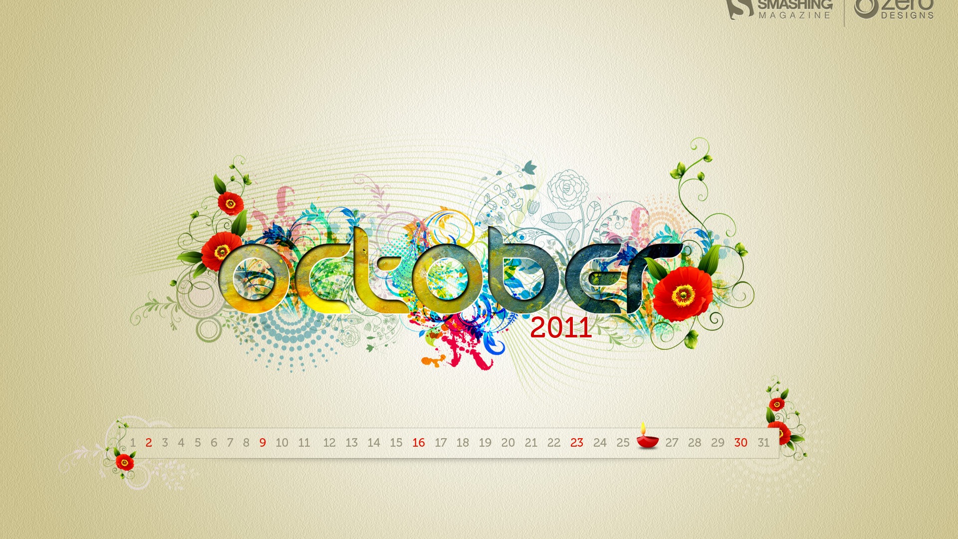 2011年10月カレンダー壁紙（1） #5 - 1920x1080