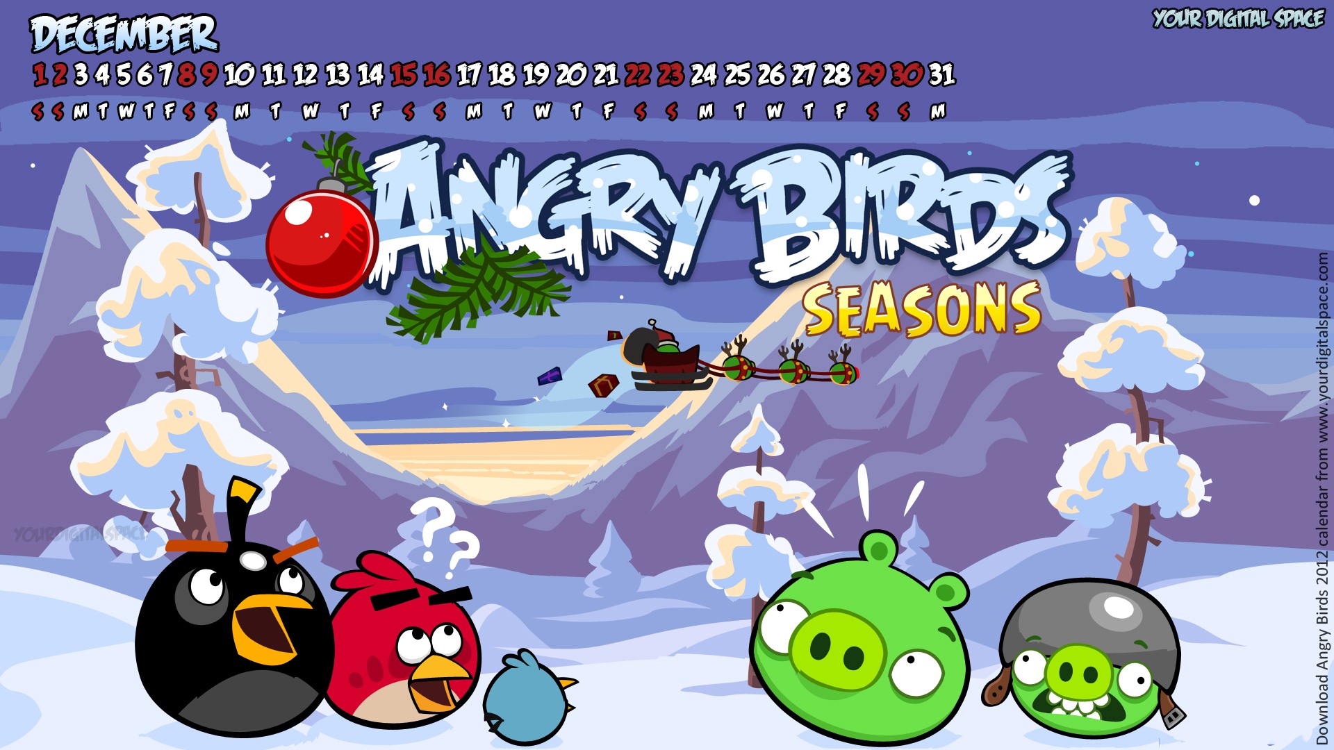 Angry Birds 2012 calendario fondos de escritorio #1 - 1920x1080