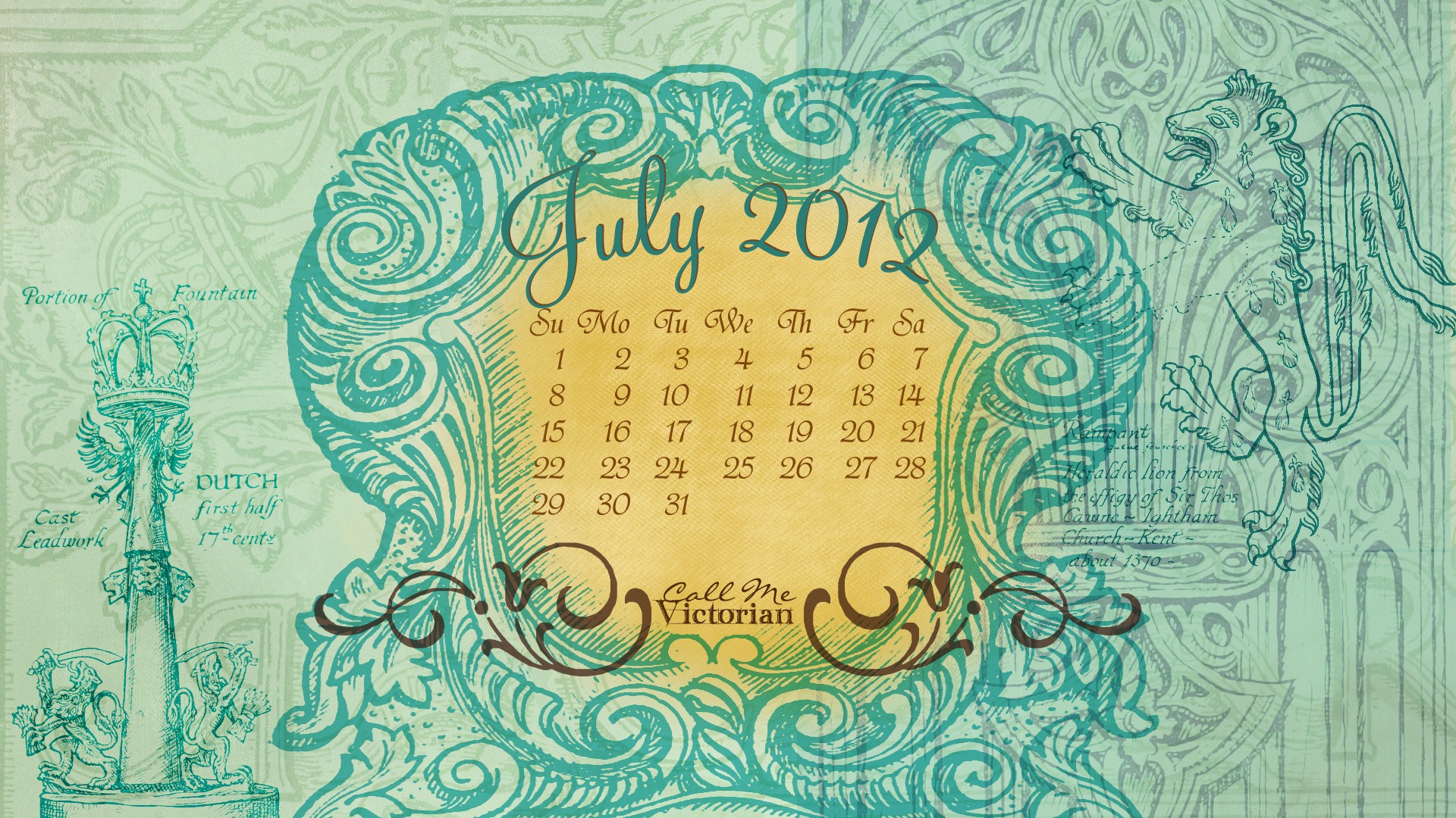 2012年7月カレンダー壁紙（2） #17 - 1920x1080
