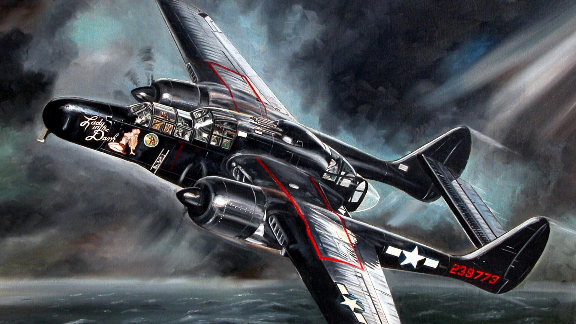 空中飞行的军用飞机 精美绘画壁纸10 - 1920x1080