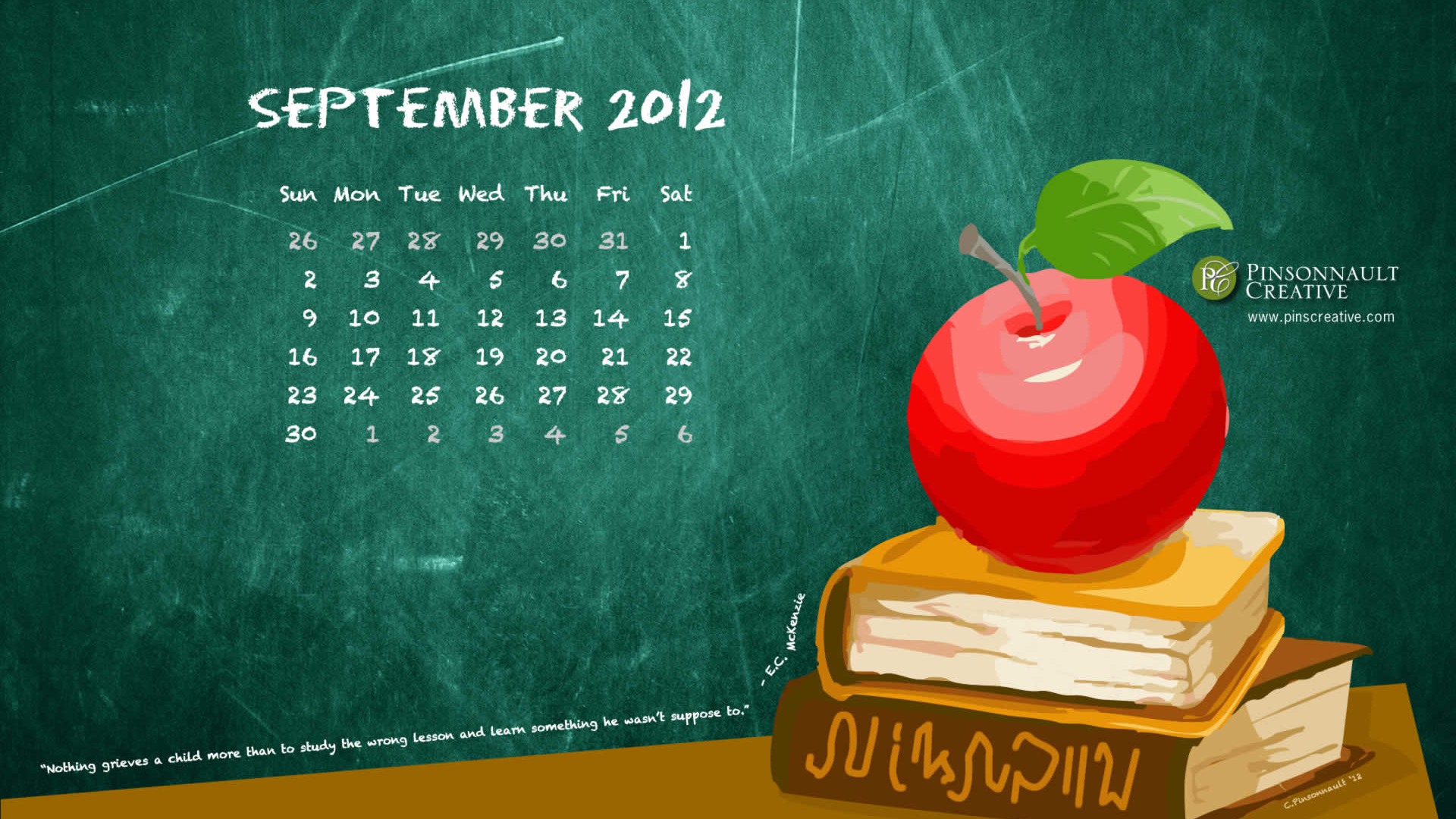September 2012 Calendar wallpaper (1) #9 - 1920x1080
