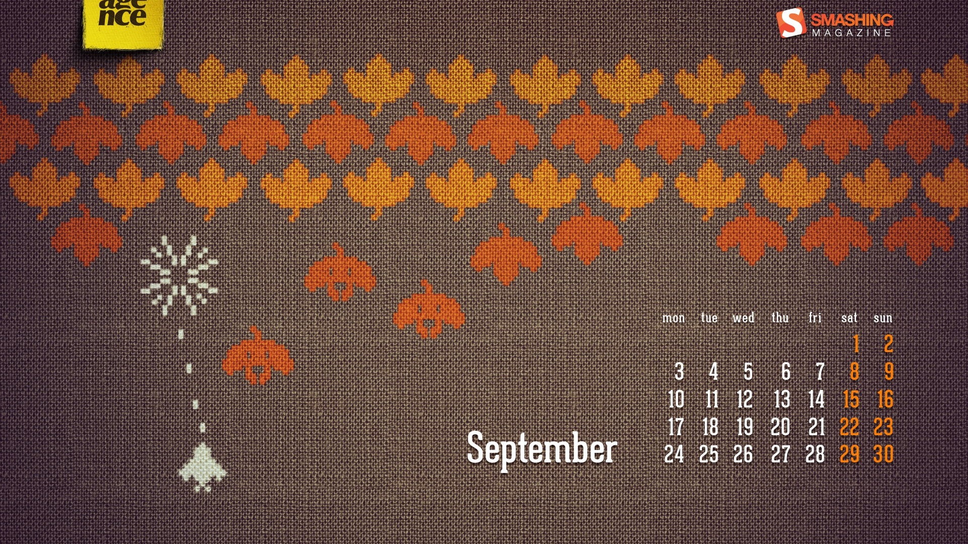 September 2012 Calendar wallpaper (1) #15 - 1920x1080