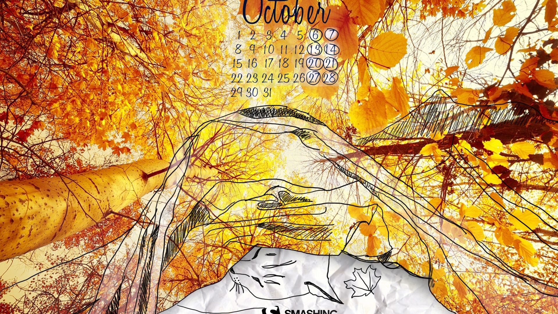 Октябрь 2012 Календарь обои (1) #1 - 1920x1080
