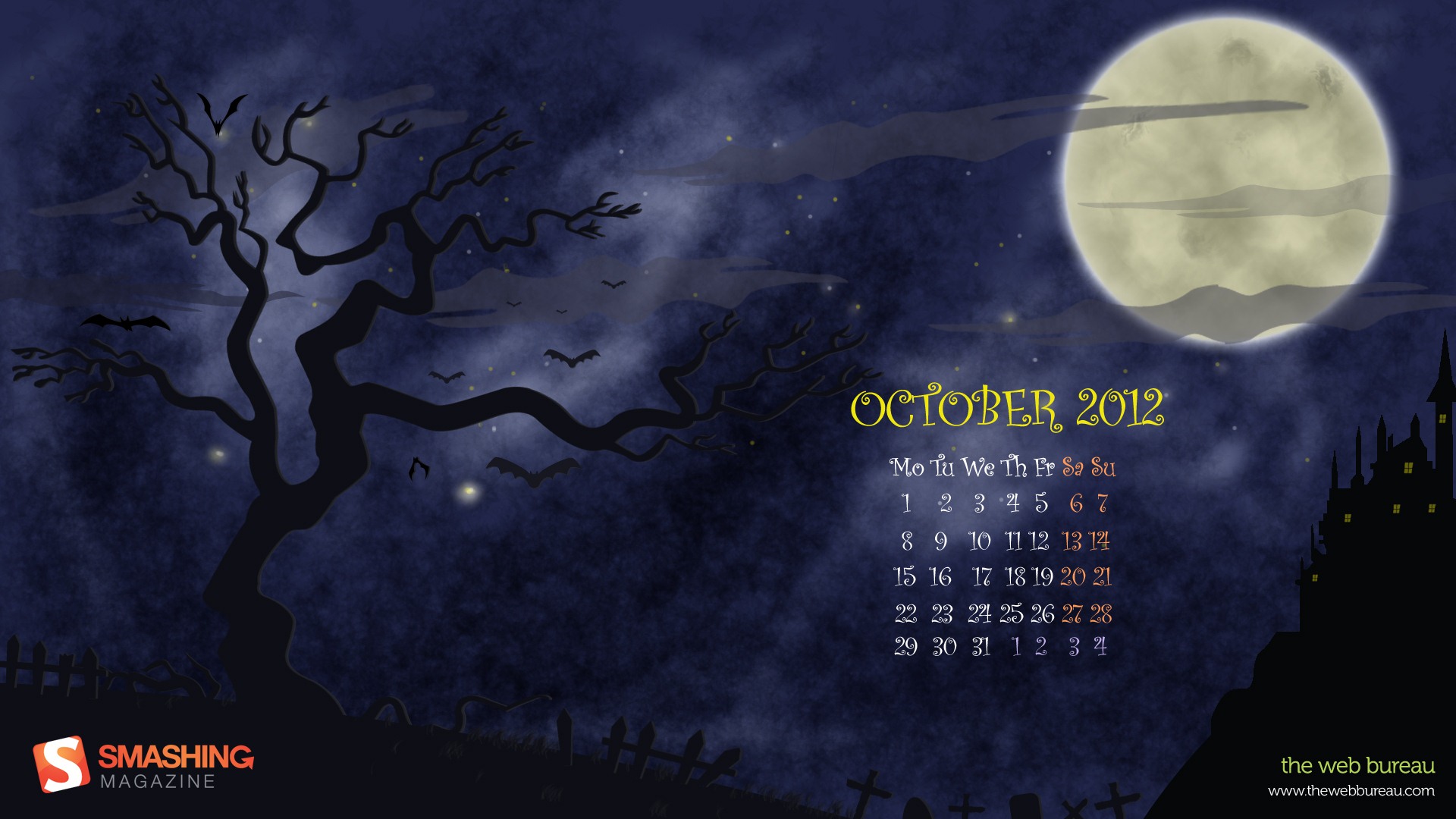 October 2012 Calendar wallpaper (1) #18 - 1920x1080