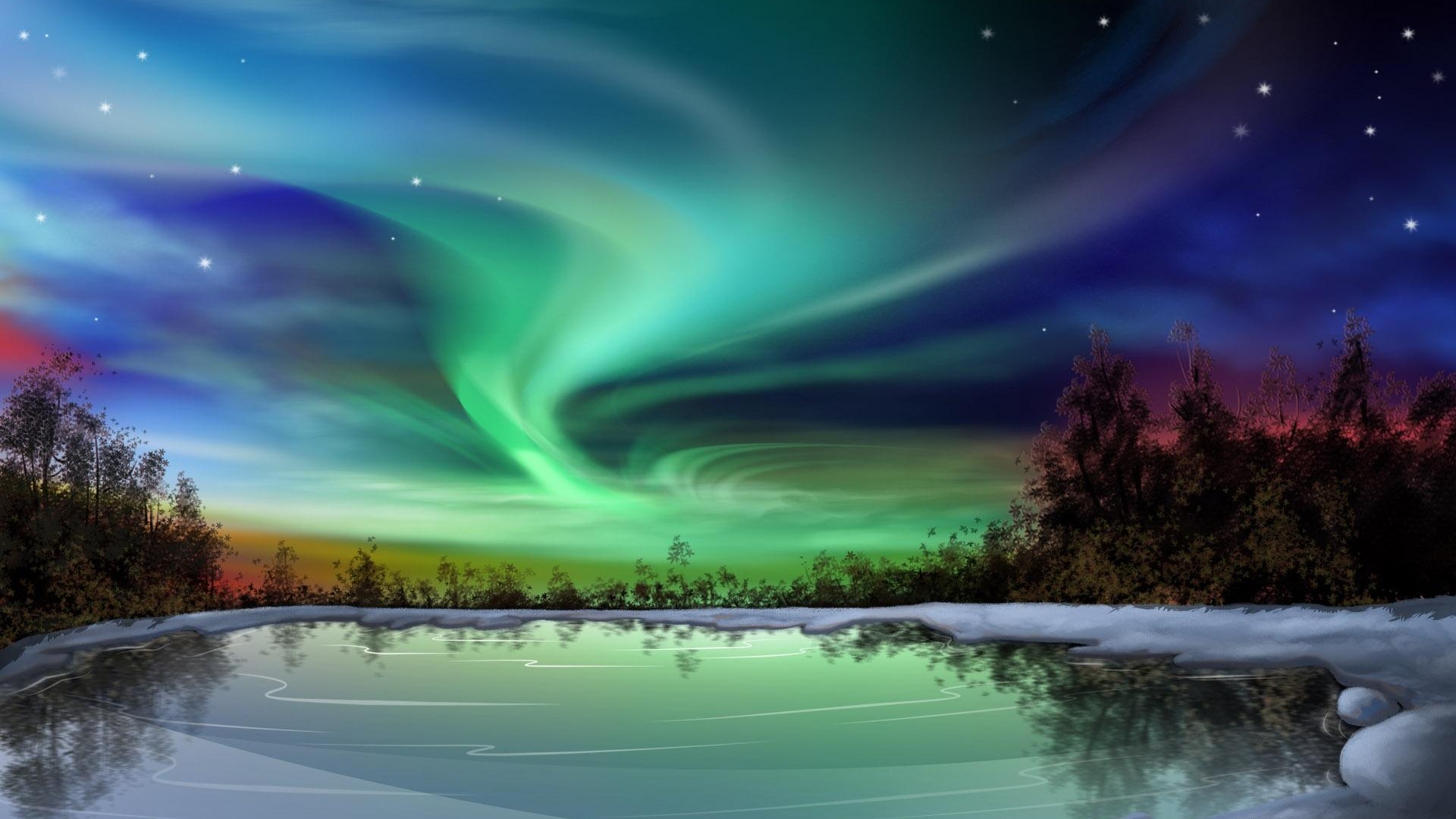 Природные чудеса Northern Lights HD обои (2) #25 - 1920x1080