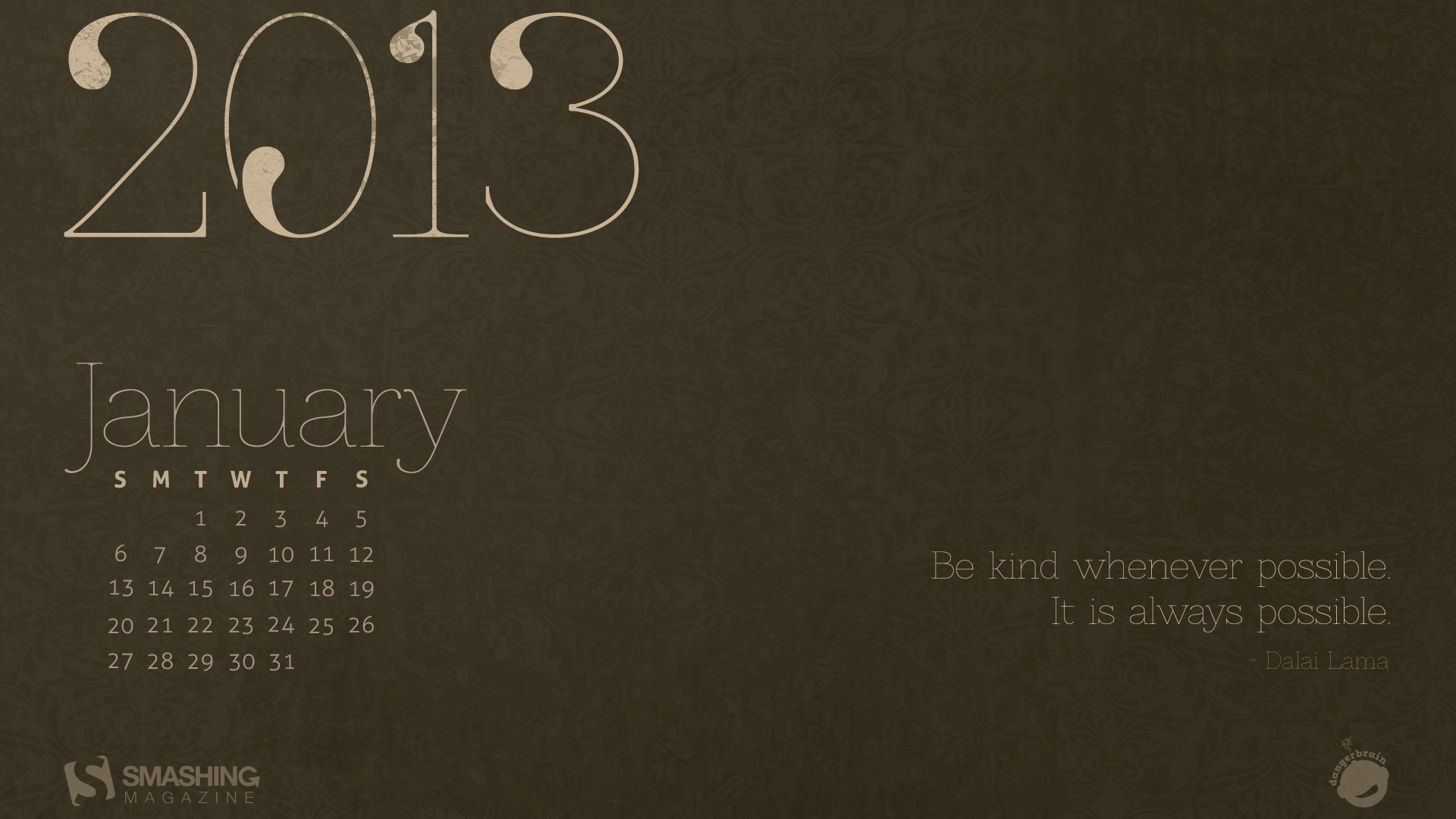 01 2013 Calendar fondo de pantalla (2) #7 - 1920x1080