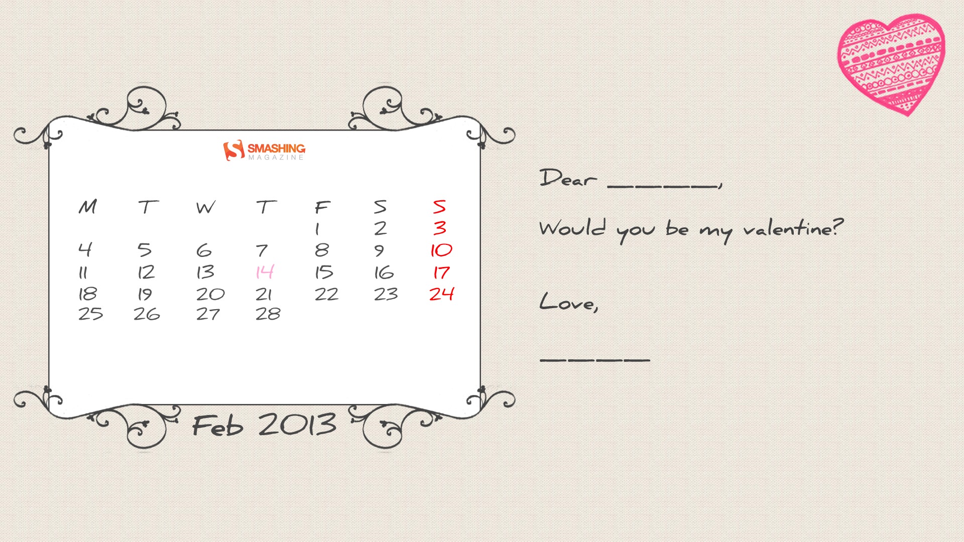 02 2013 Calendar fondo de pantalla (1) #12 - 1920x1080