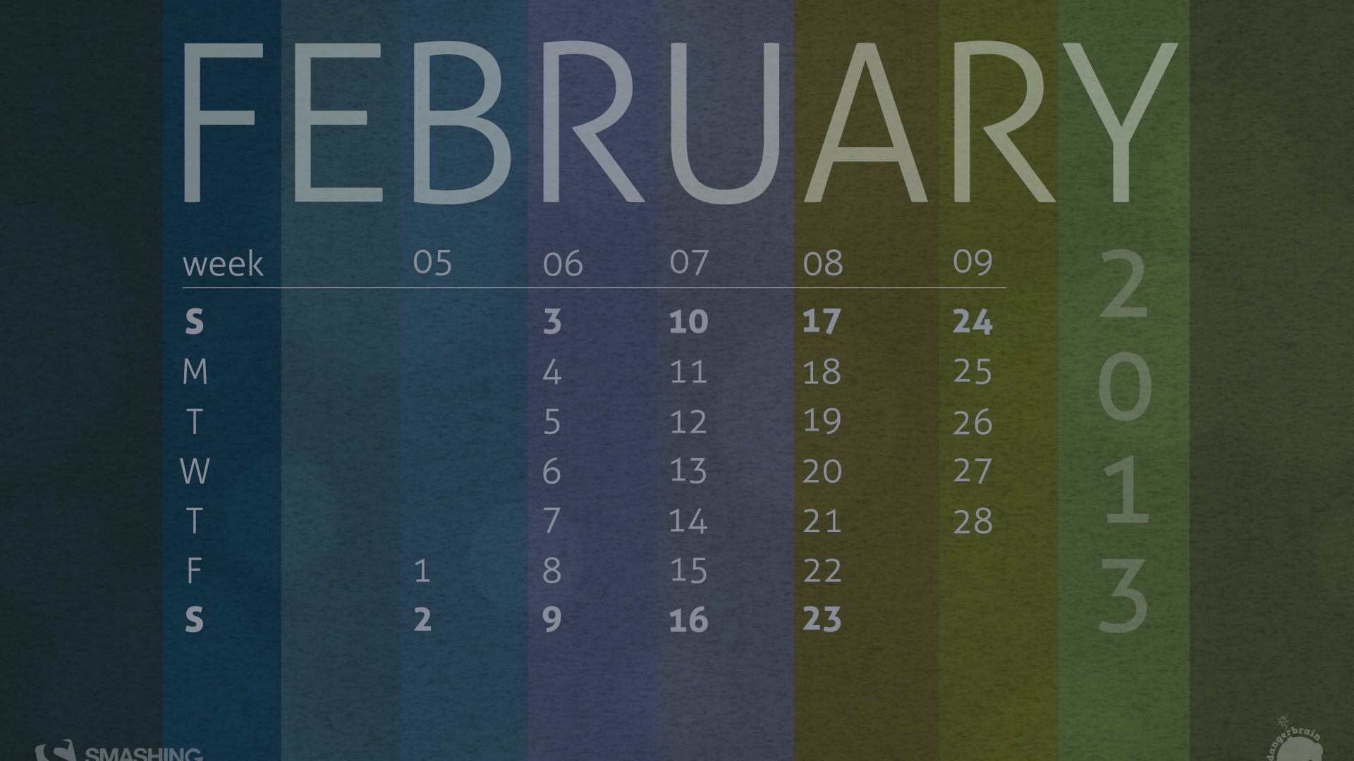 February 2013 Calendar wallpaper (2) #8 - 1920x1080