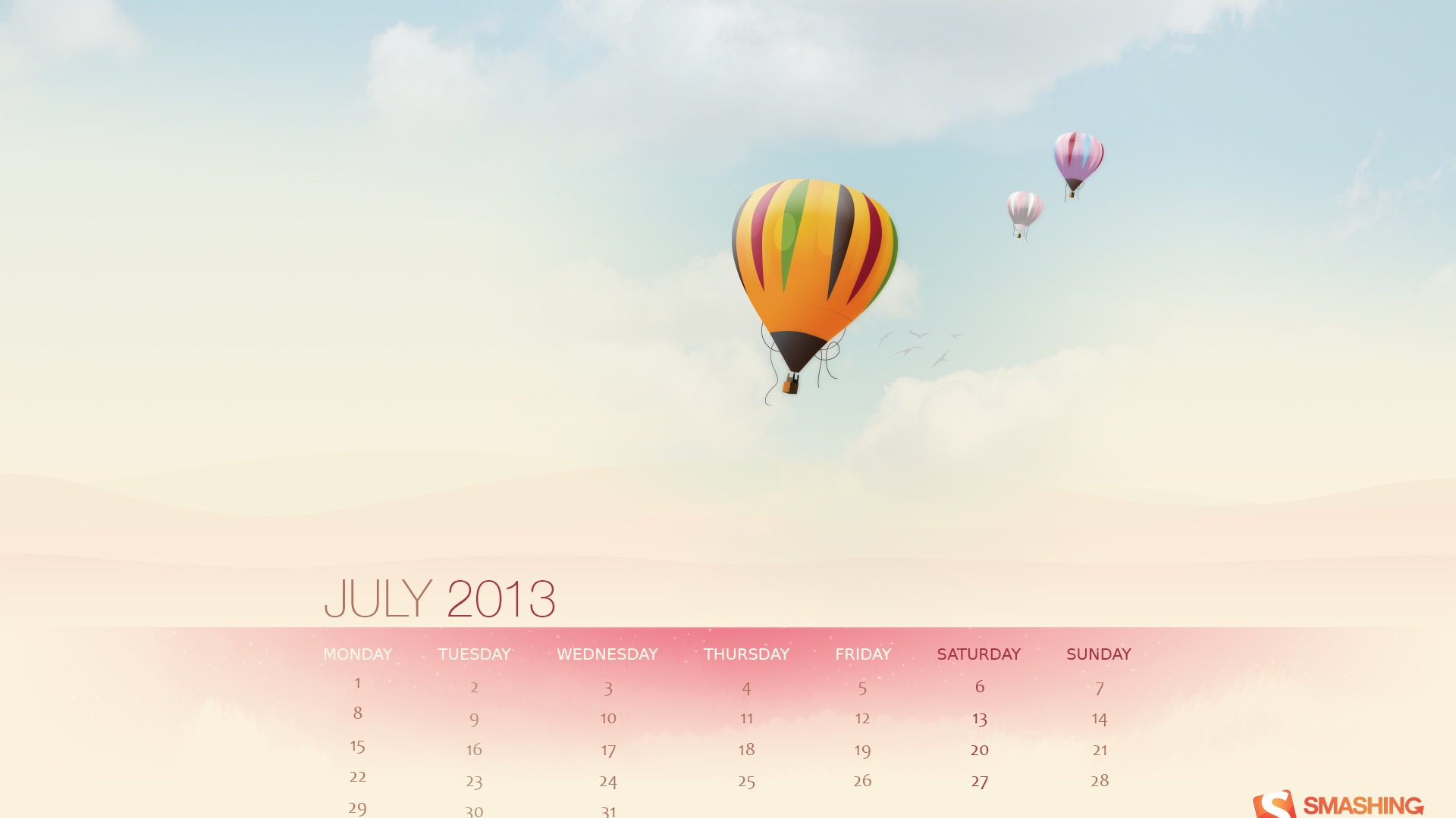 July 2013 calendar wallpaper (1) #18 - 1920x1080