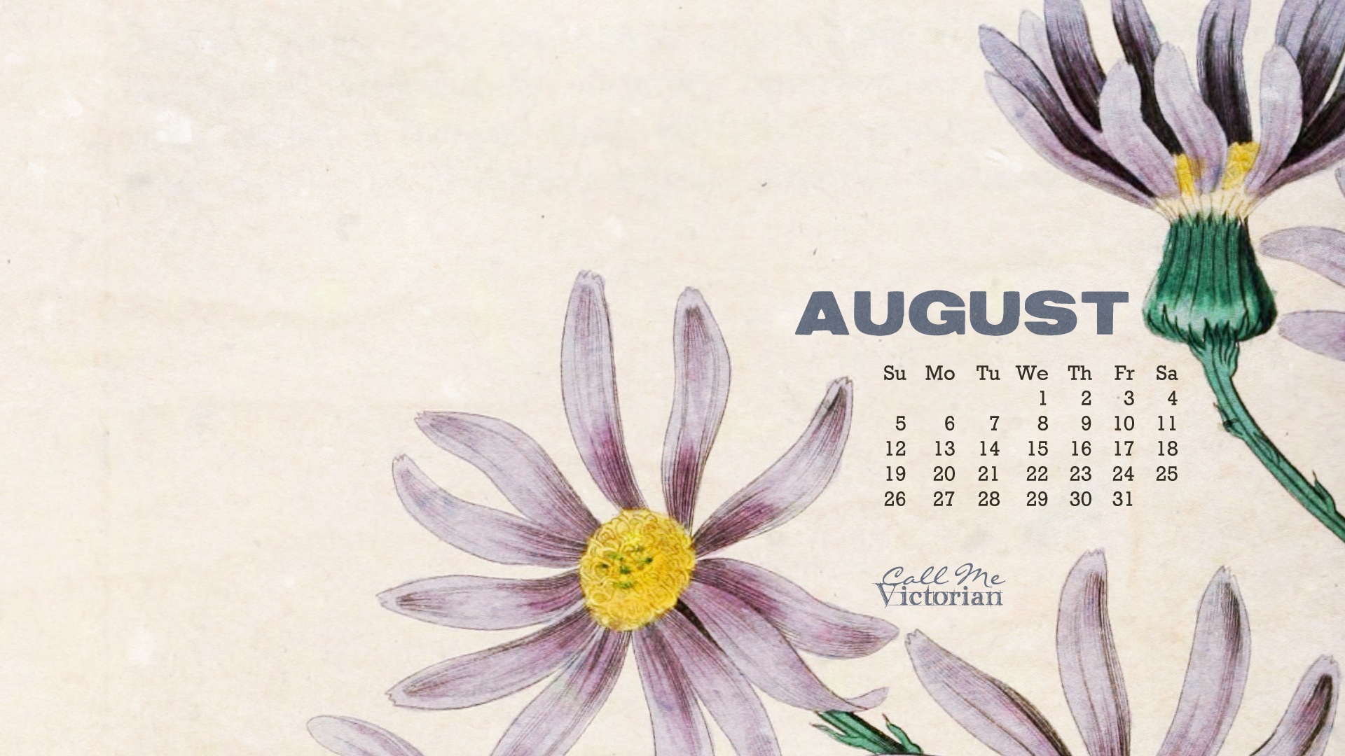 2013年8月 月曆壁紙(一) #2 - 1920x1080