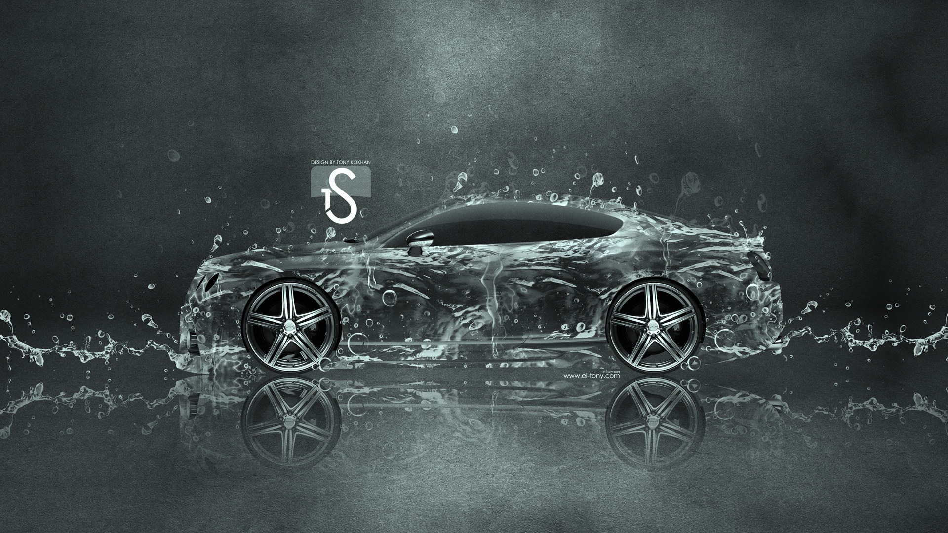 Water drops splash, beautiful car creative design wallpaper #2 - 1920x1080