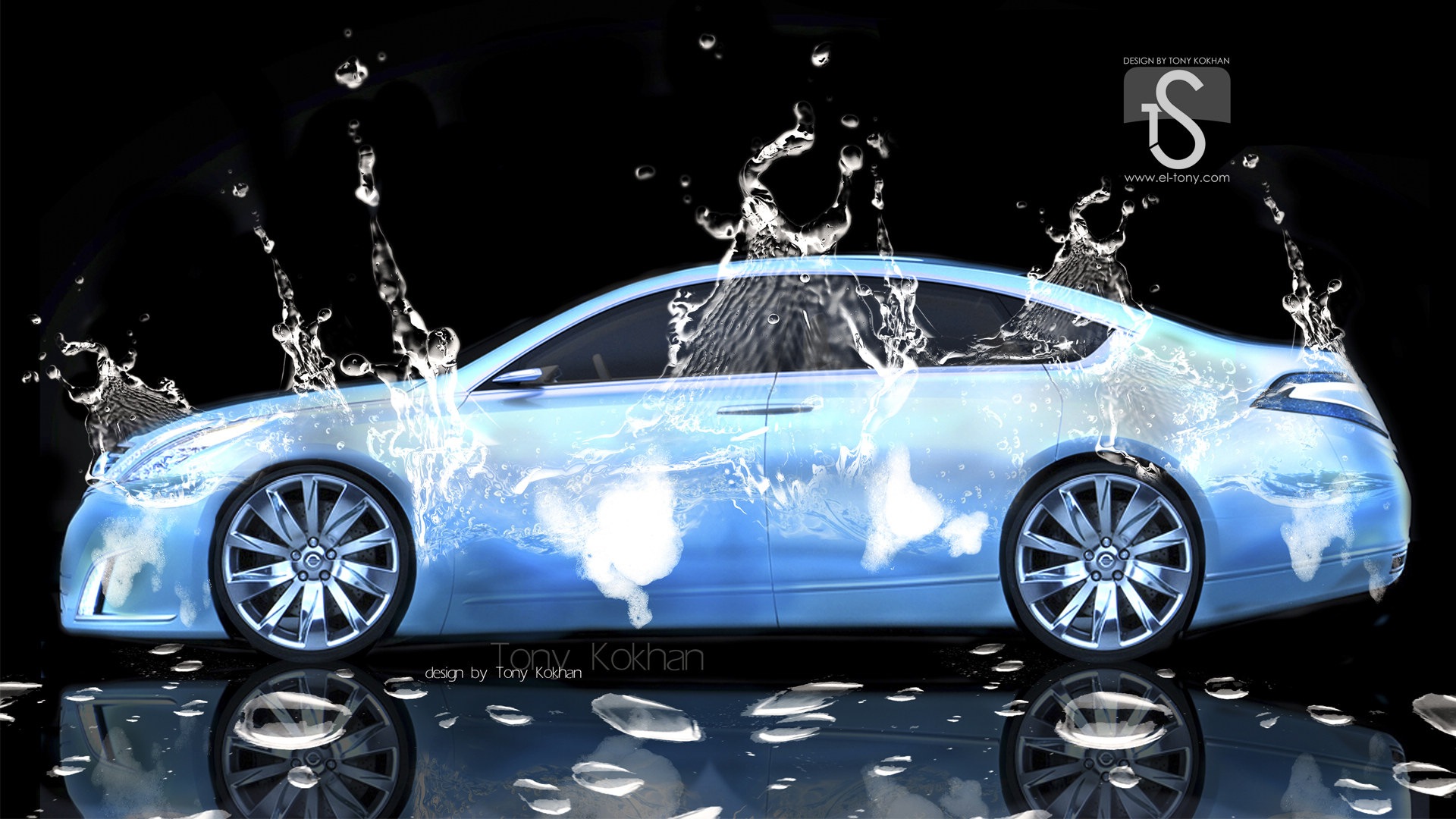 Water drops splash, beautiful car creative design wallpaper #4 - 1920x1080