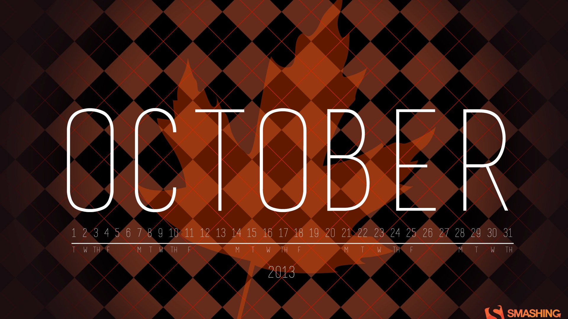 2013年10月カレンダー壁紙（2） #7 - 1920x1080