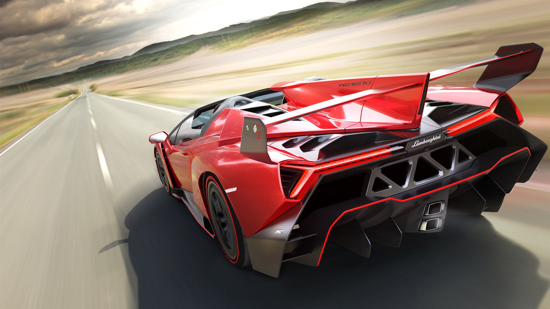 2014 Lamborghini Veneno Roadster červený supersport HD tapety na plochu #2 - 1920x1080