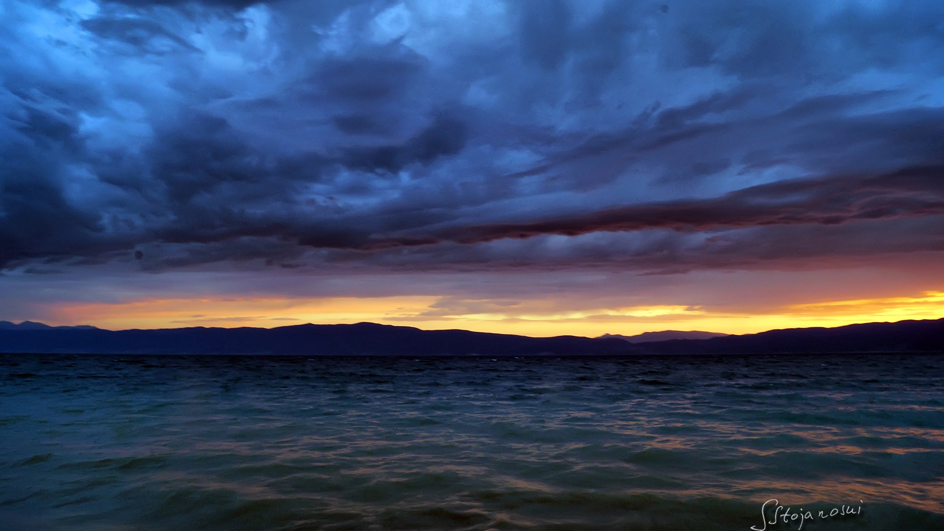 Po západu slunce, Lake Ohrid, Windows 8 téma HD Tapety na plochu #4 - 1920x1080