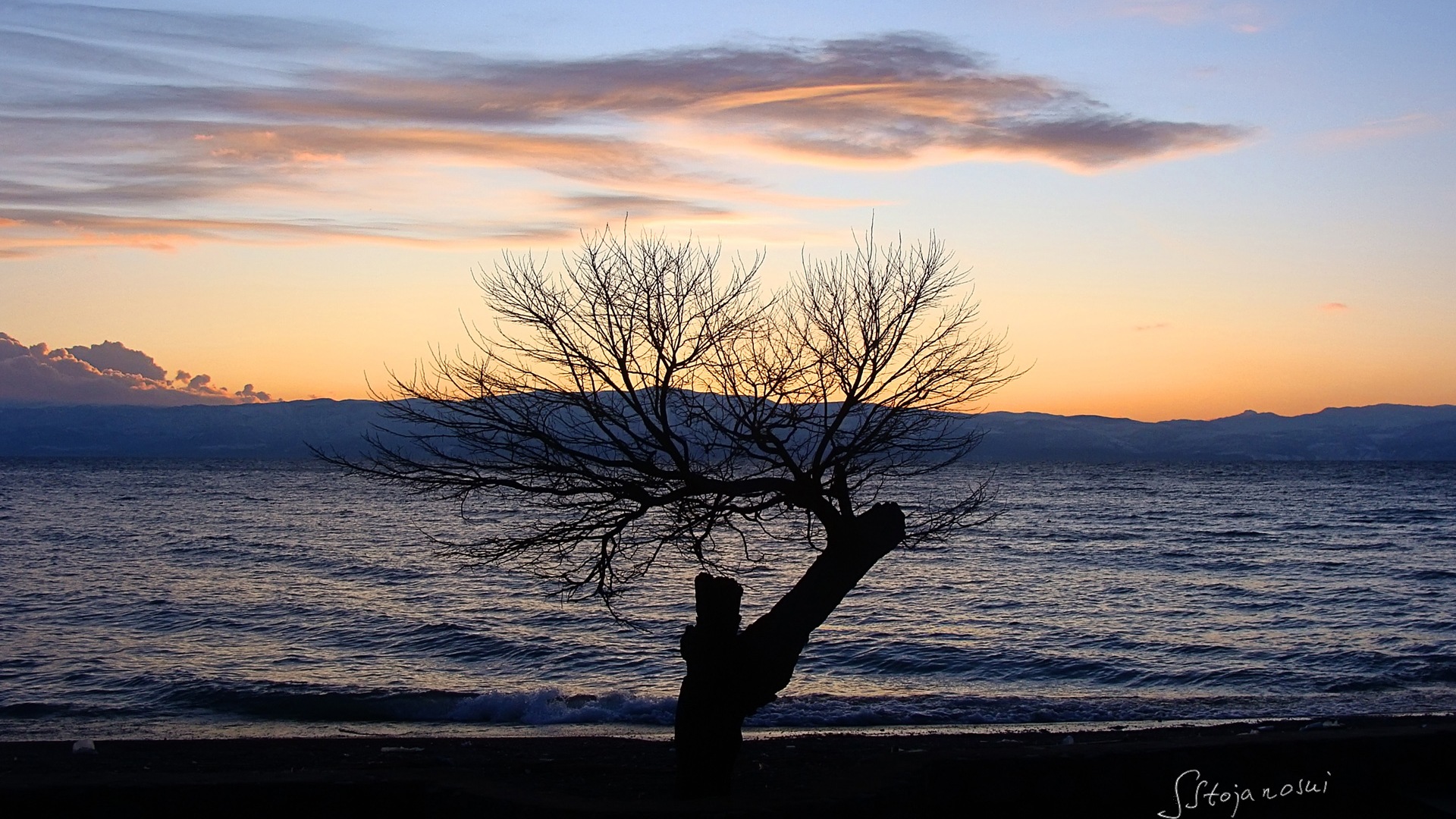 Po západu slunce, Lake Ohrid, Windows 8 téma HD Tapety na plochu #6 - 1920x1080