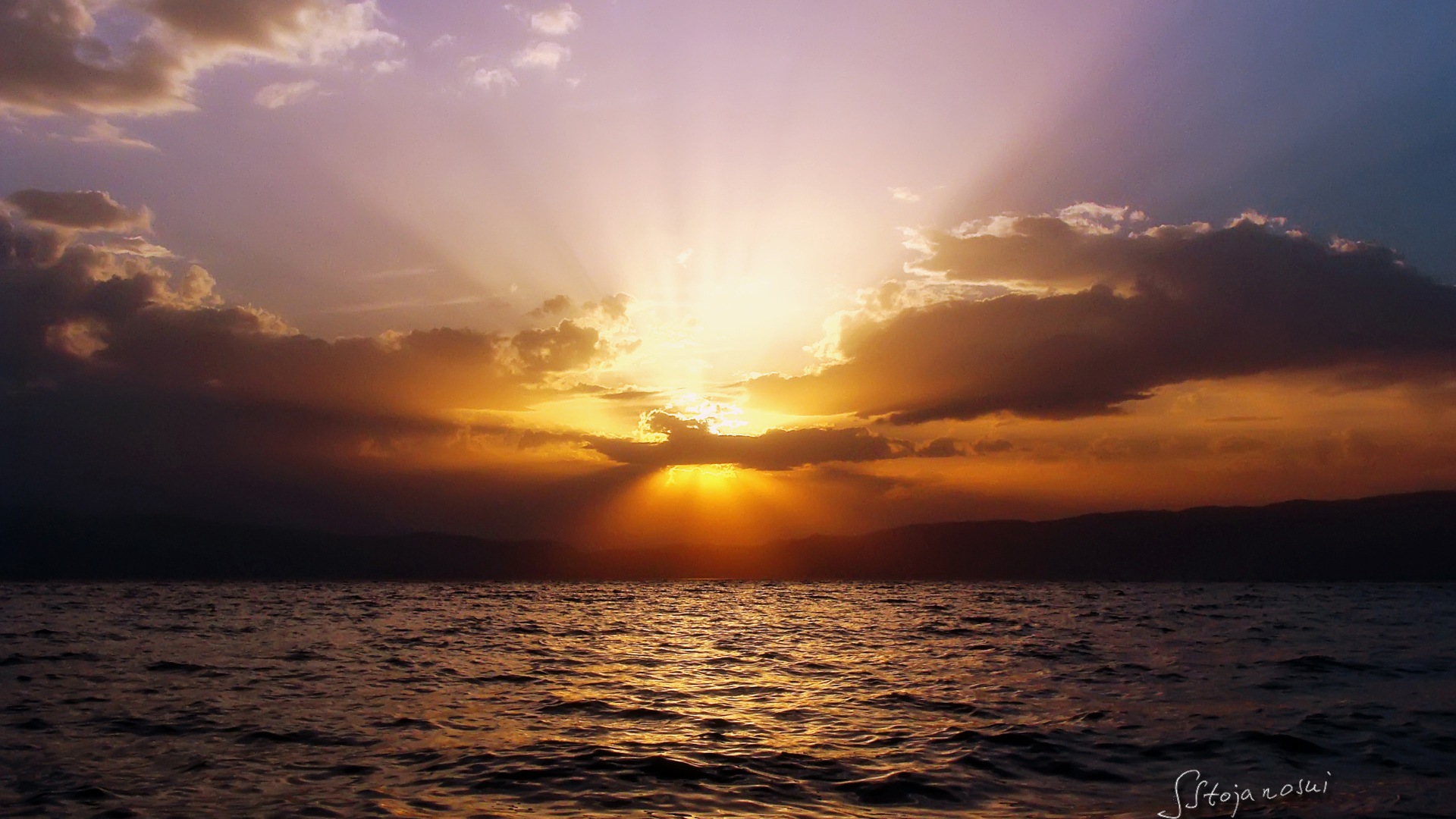 После захода солнца, озеро Охрид, Windows 8 тема HD обои #7 - 1920x1080