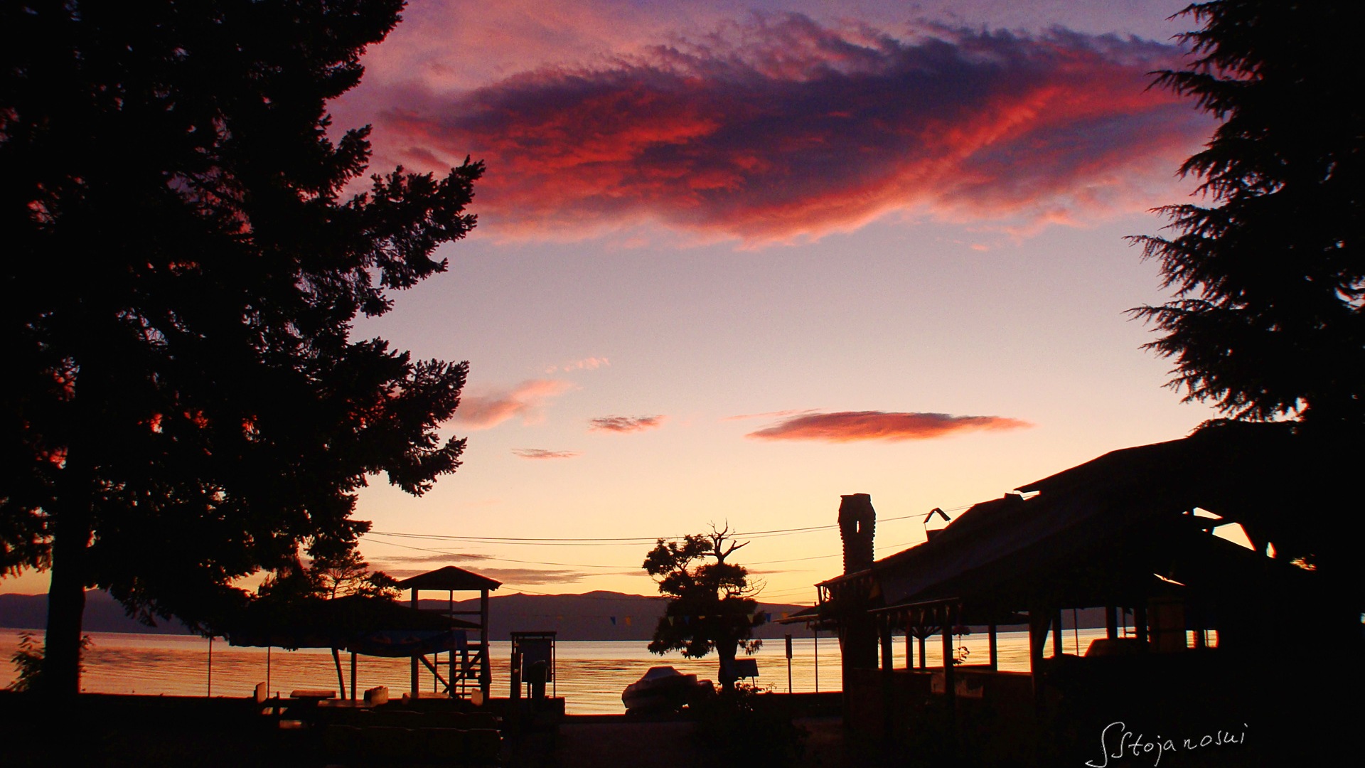 Po západu slunce, Lake Ohrid, Windows 8 téma HD Tapety na plochu #11 - 1920x1080