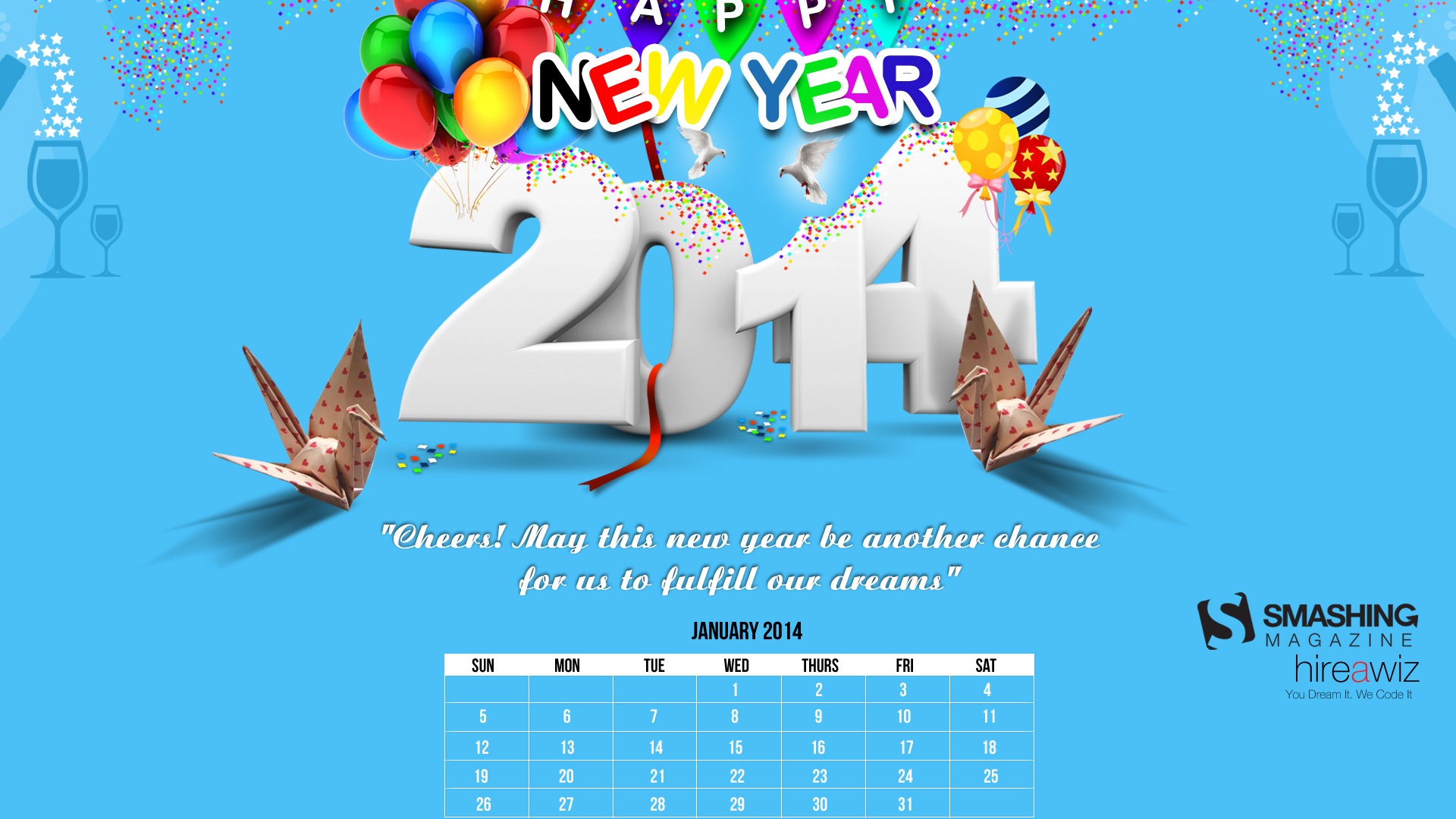 January 2014 Calendar Wallpaper (1) #1 - 1920x1080