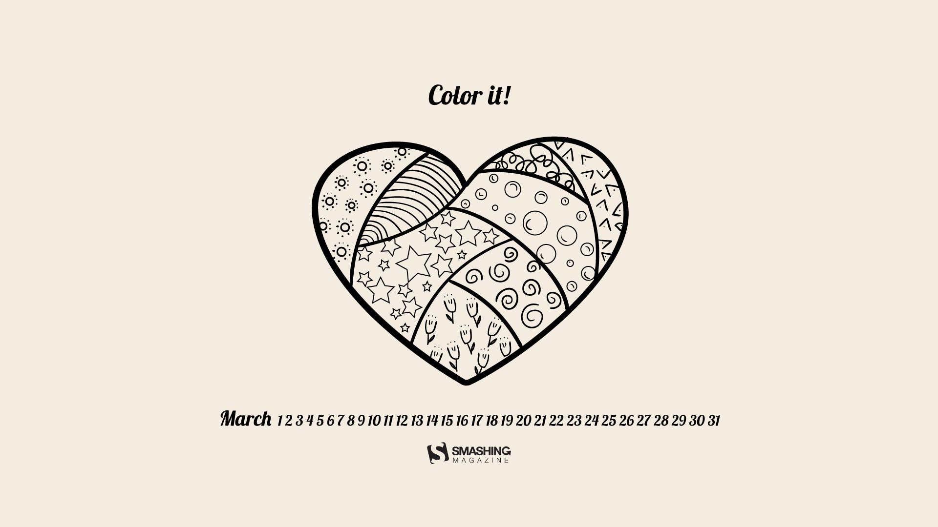 Март 2014 календарь обои (1) #13 - 1920x1080