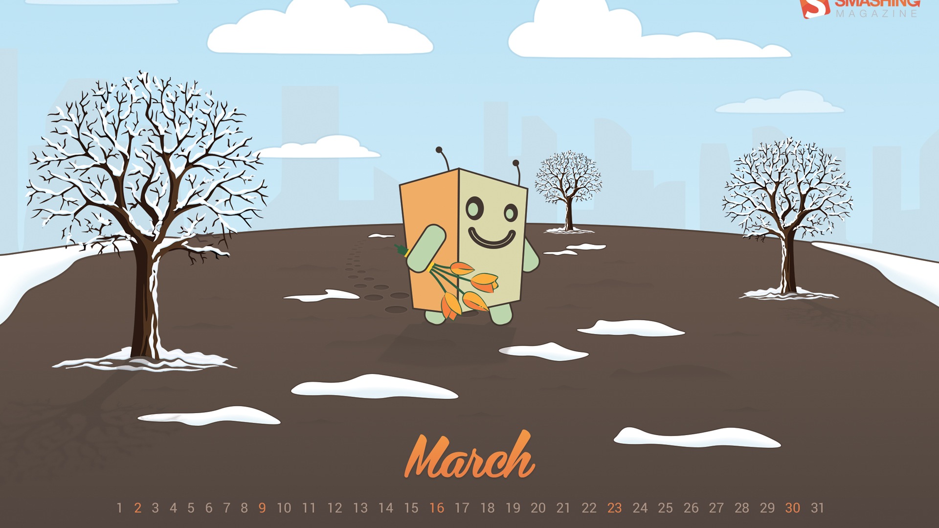 Март 2014 календарь обои (1) #15 - 1920x1080